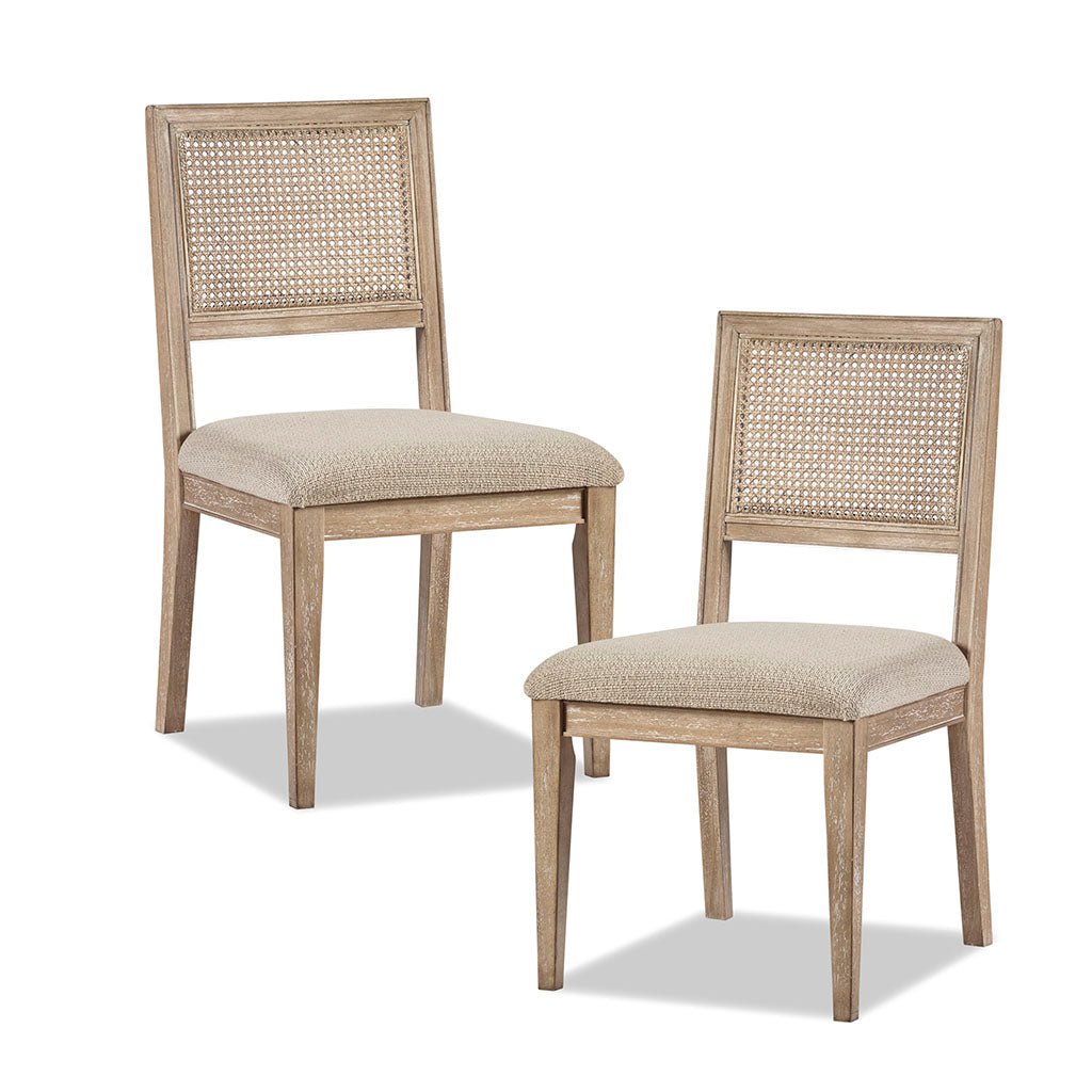 Armless Dining Chair with Cane Back and Tapered Wood Legs - Set of 2