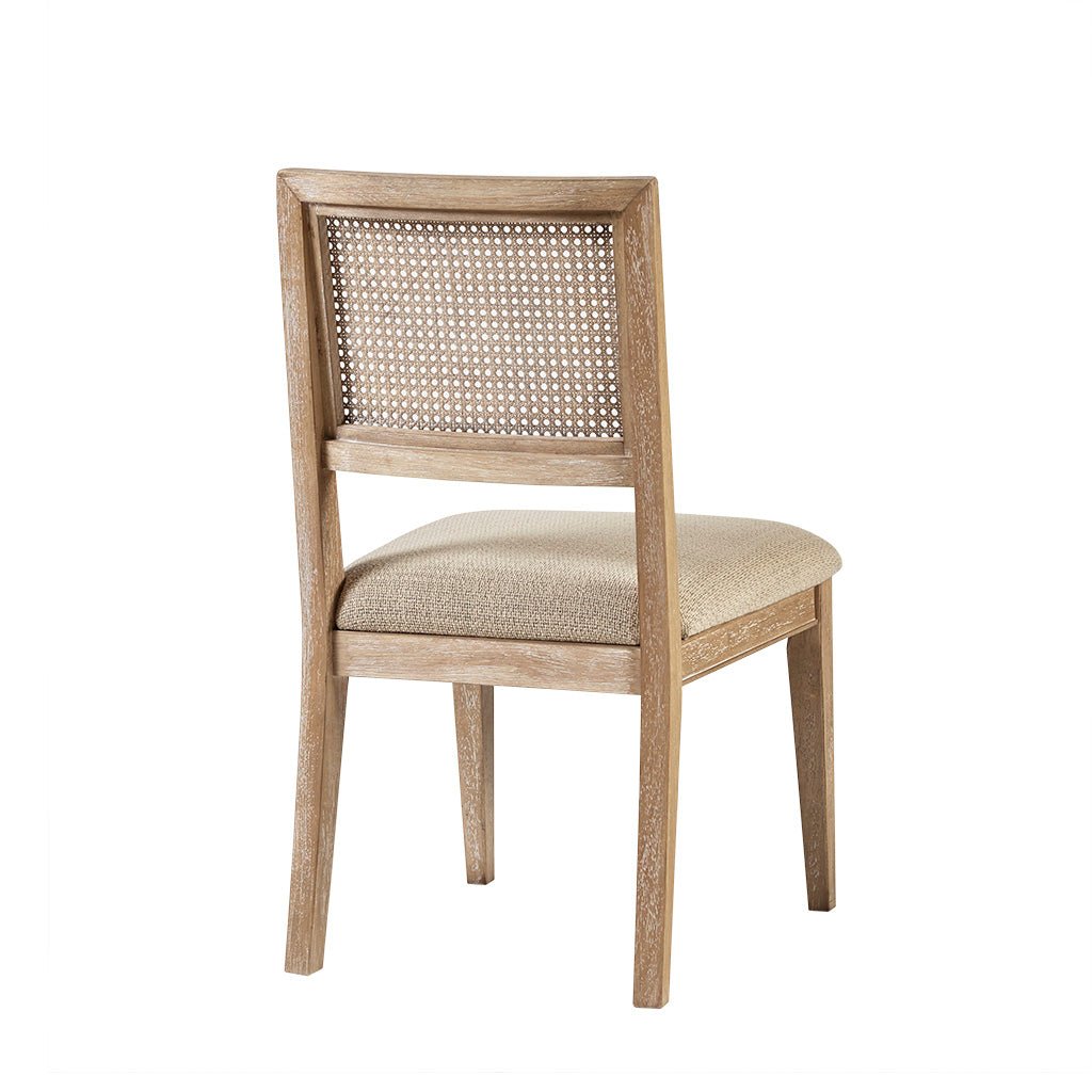 Armless Dining Chair with Cane Back and Tapered Wood Legs - Set of 2