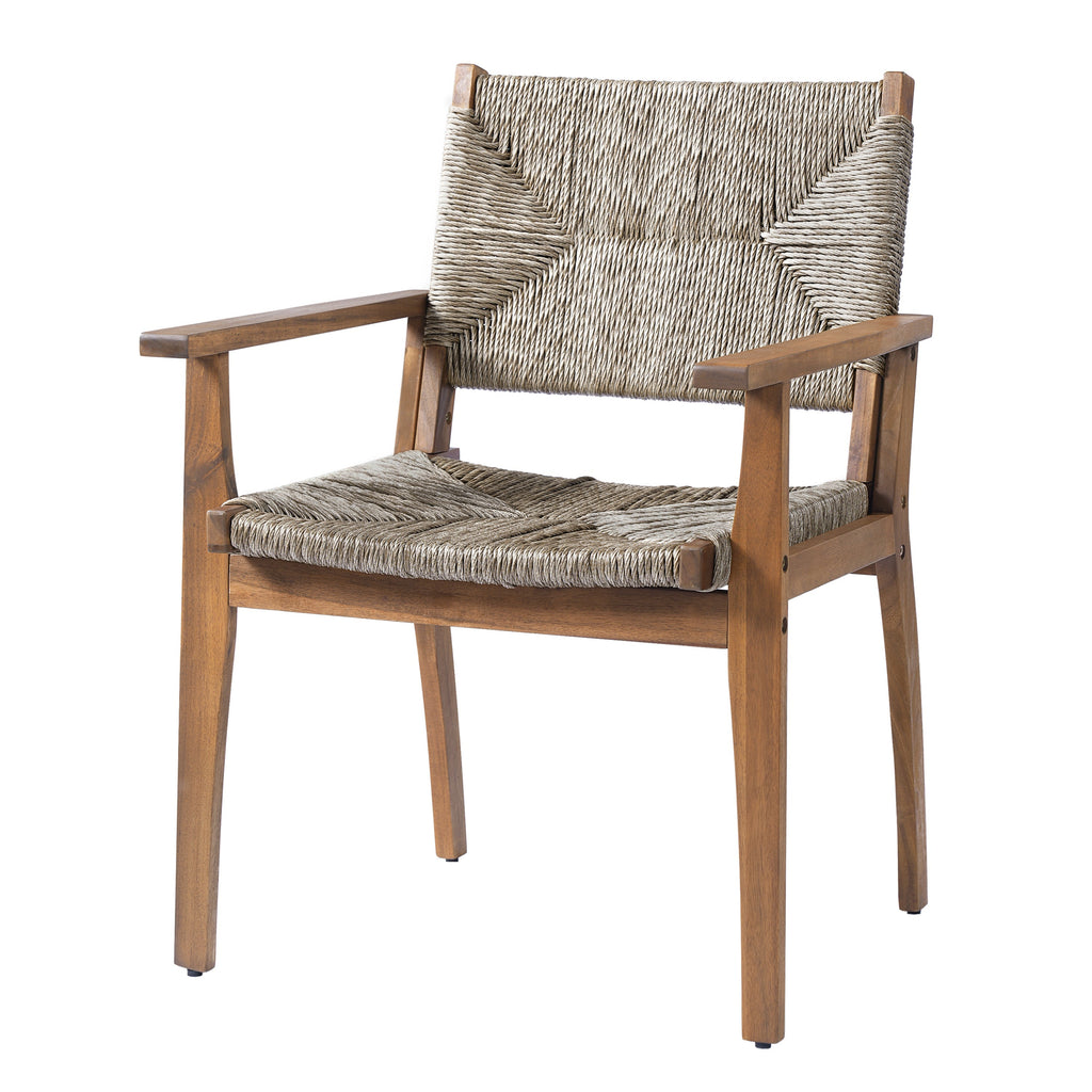 Durable Outdoor Dining Chair Set with Acacia Wood Frame and Wicker Seat