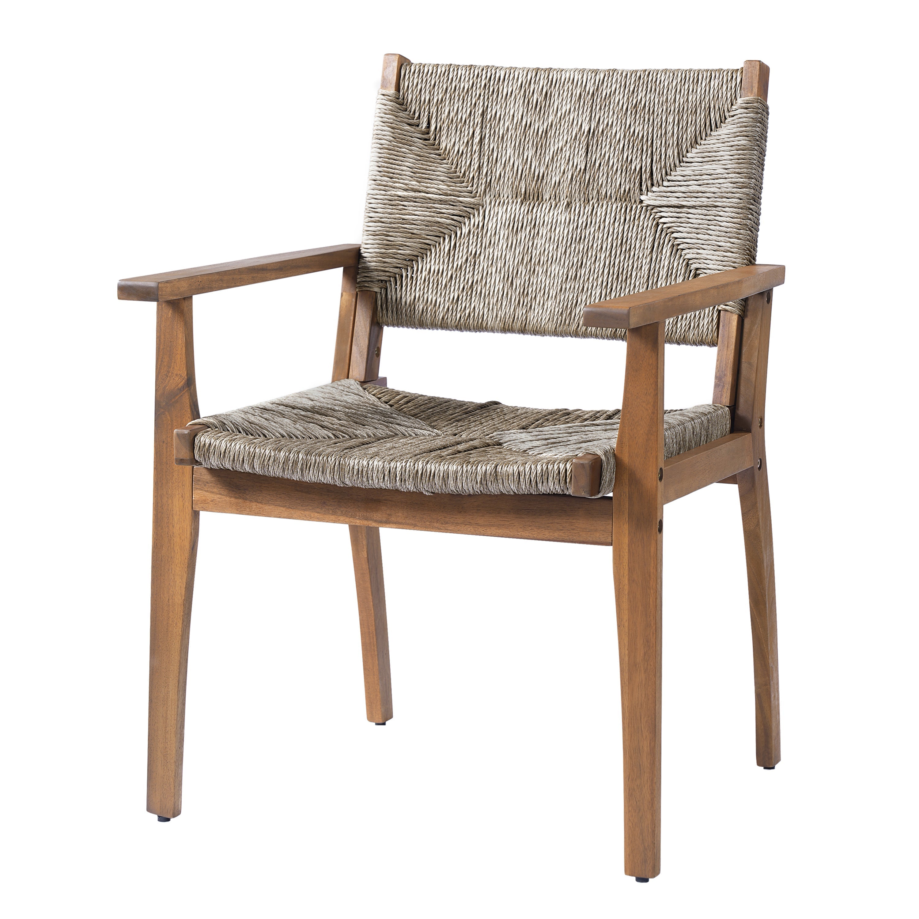 Durable Outdoor Dining Chair Set with Acacia Wood Frame and Wicker Seat