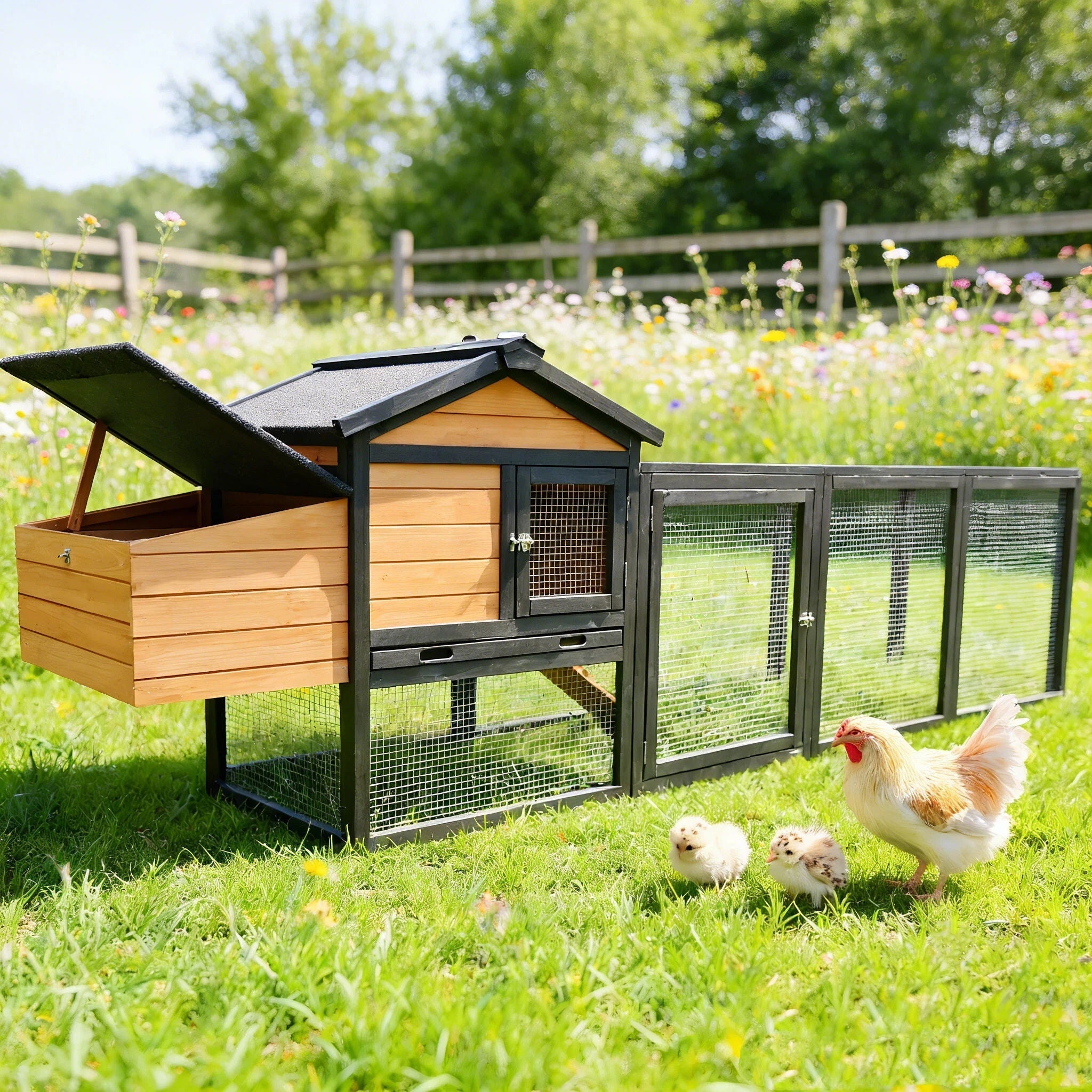 Chicken Coop With Run And Nesting Box