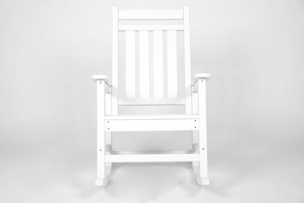 Oversized Rocking Chair with Wood-Texture Outdoor Design