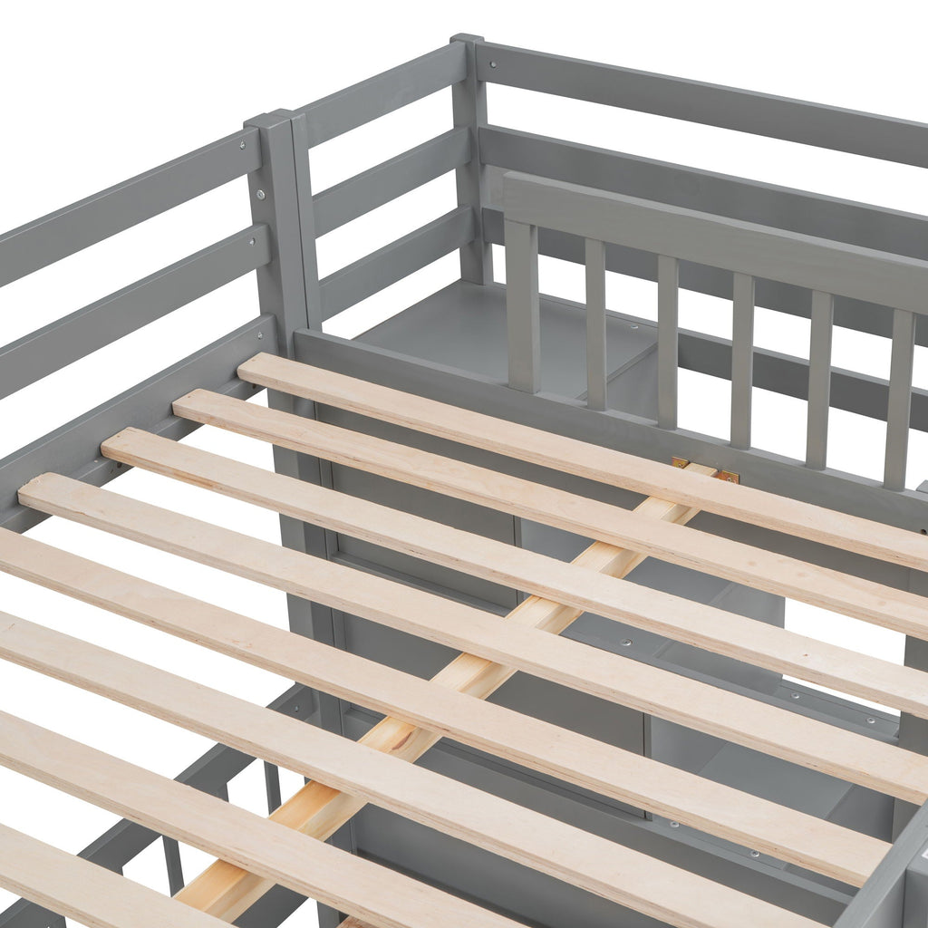 Bunk Bed With Desk, Drawers And Shelves