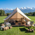 4 Season Bell Tent 9.8 FT Beige Waterproof Glamping Yurt Tent