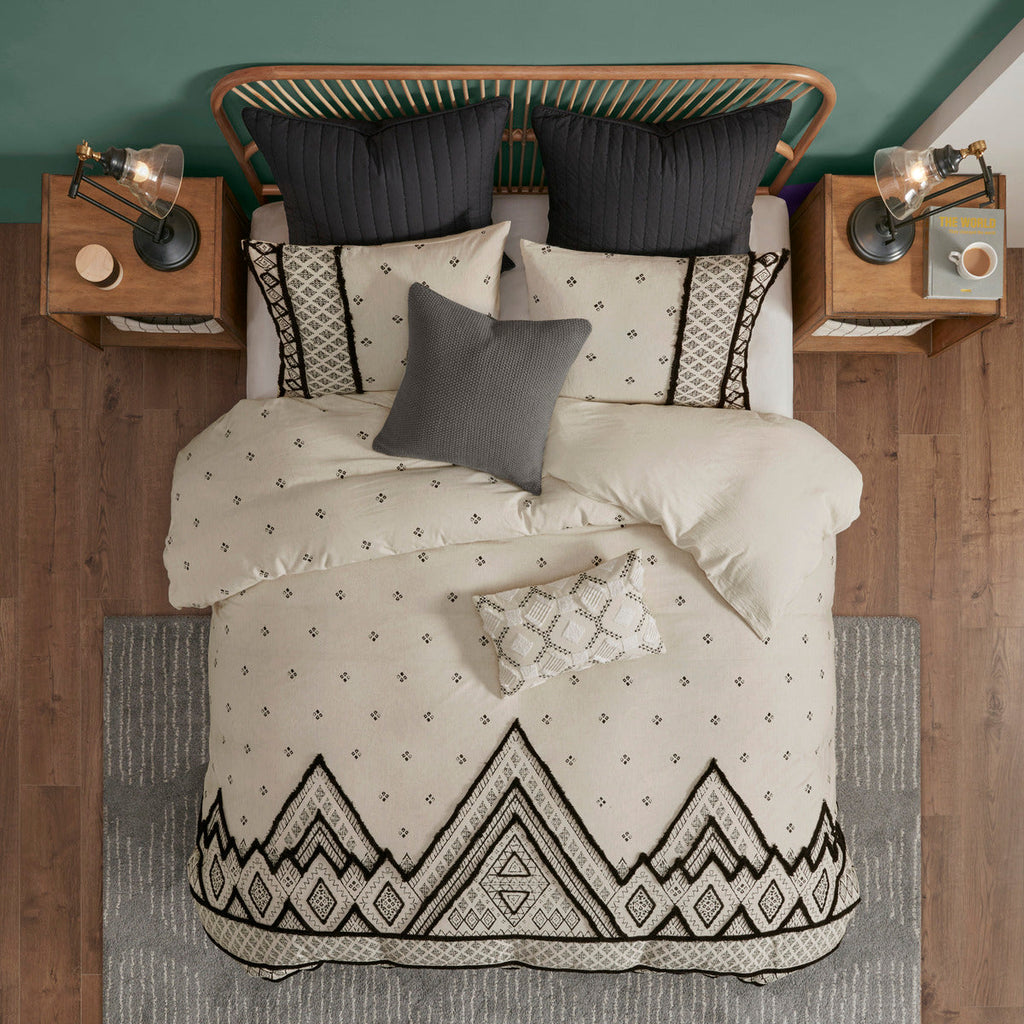 Full/Queen 3 Piece Flax and Cotton Blended Duvet Cover Set