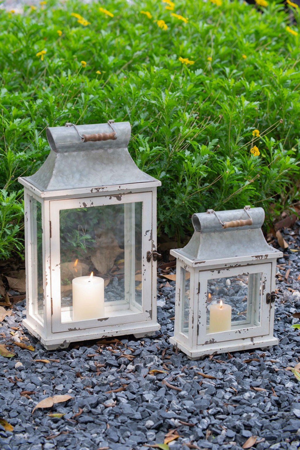 Wooden Candle Lantern Decorative Set of Two for Indoor and Outdoor Use
