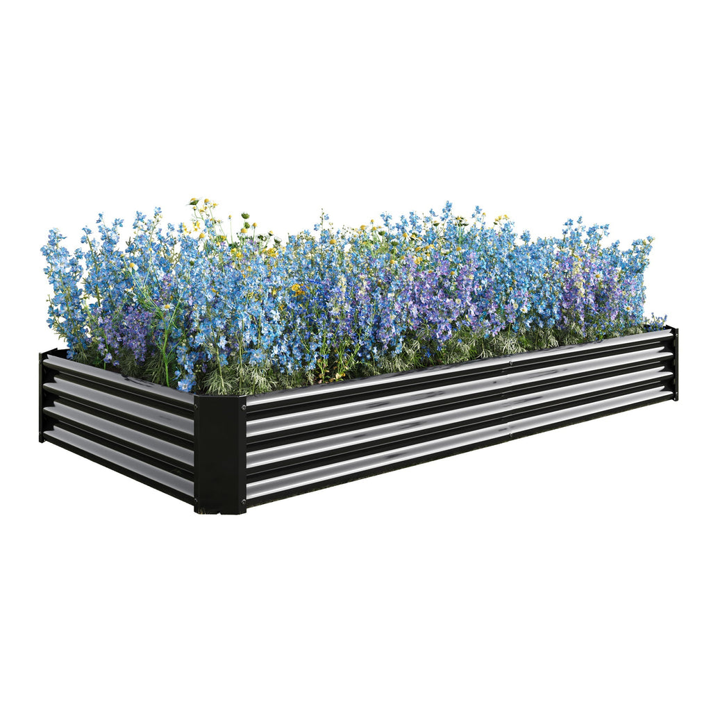 Raised Garden Bed Kit - Metal 7.6x3.7x0.98 ft Black