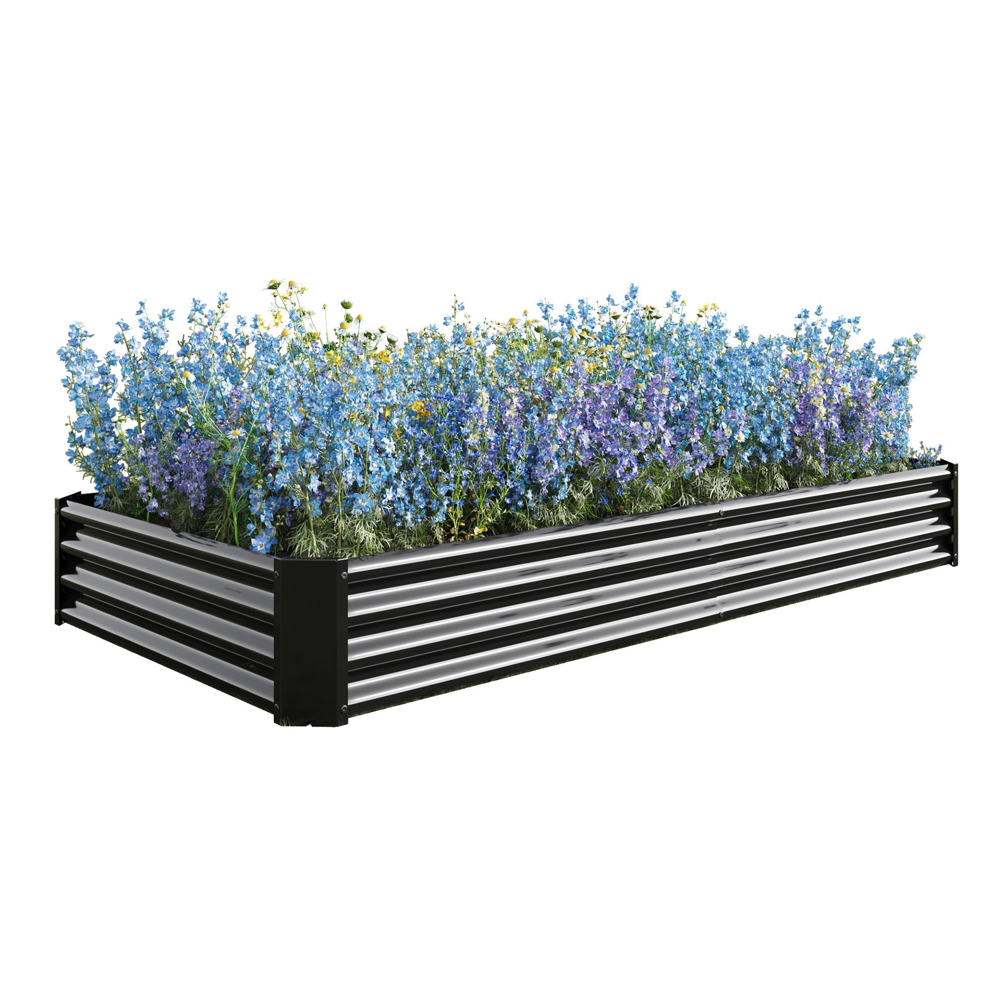 Raised Garden Bed Kit - Metal 7.6x3.7x0.98 ft Black