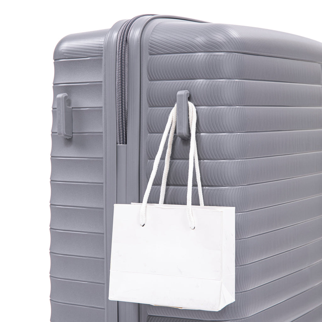 4-Piece PP Spinner Wheel Luggage Set with Cosmetic Case, Light Gray