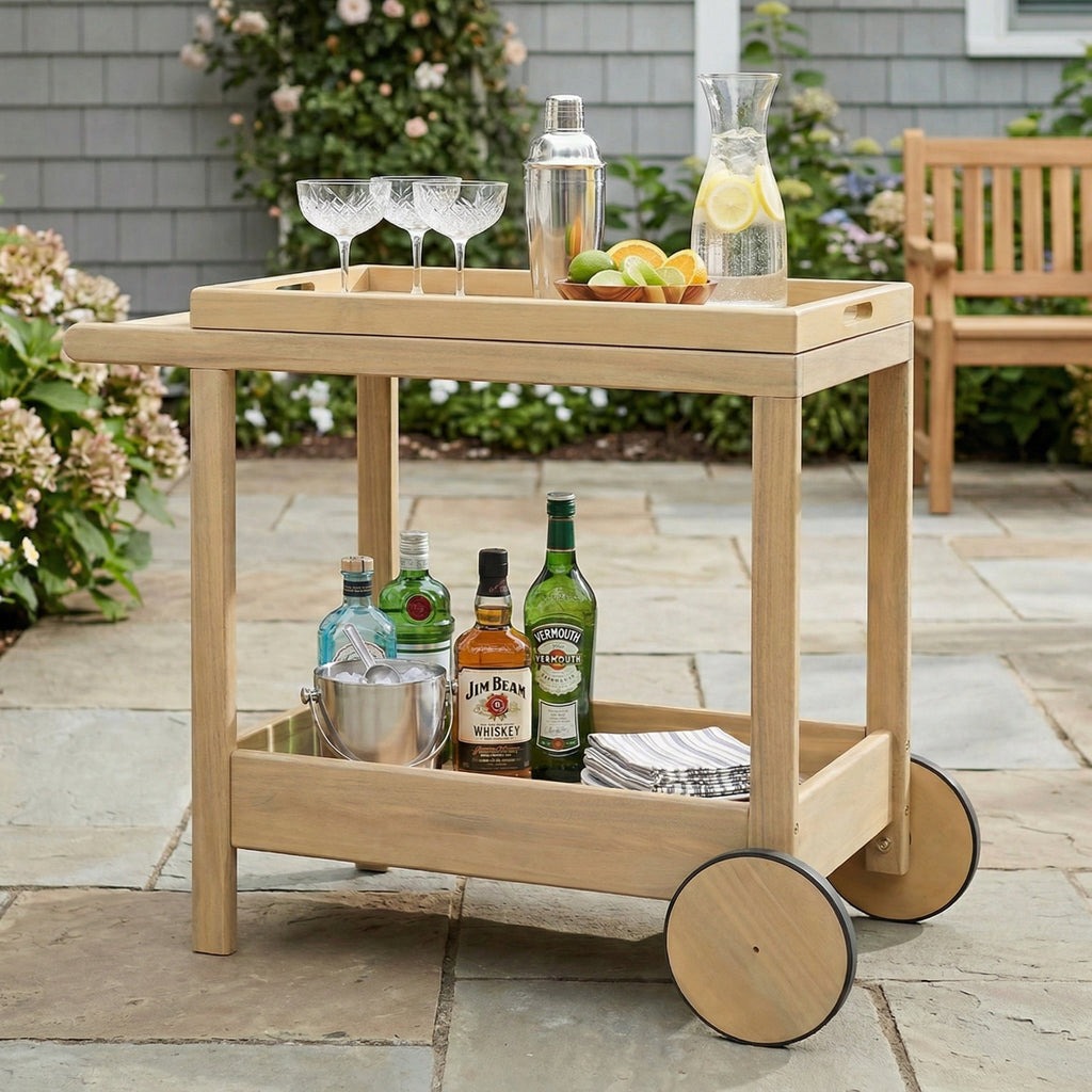 Saratoga Outdoor Rolling Bar Cart
