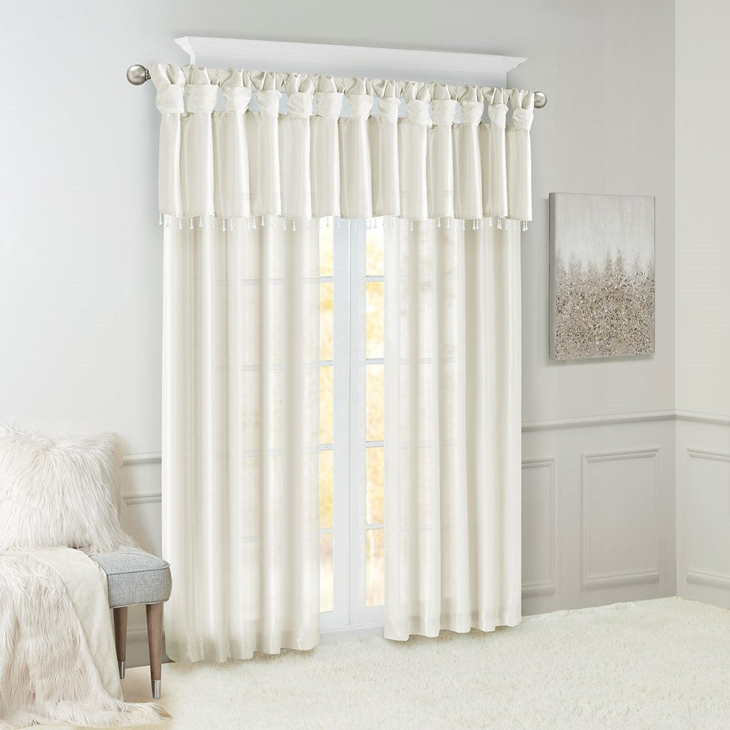 Twist Tab Lined Window Curtain Panel White 50x95