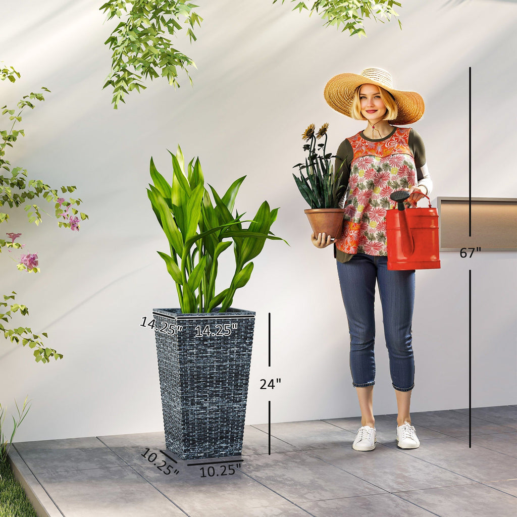 Taper Planters Set of 3 with Drainage Holes for Indoor and Outdoor Use