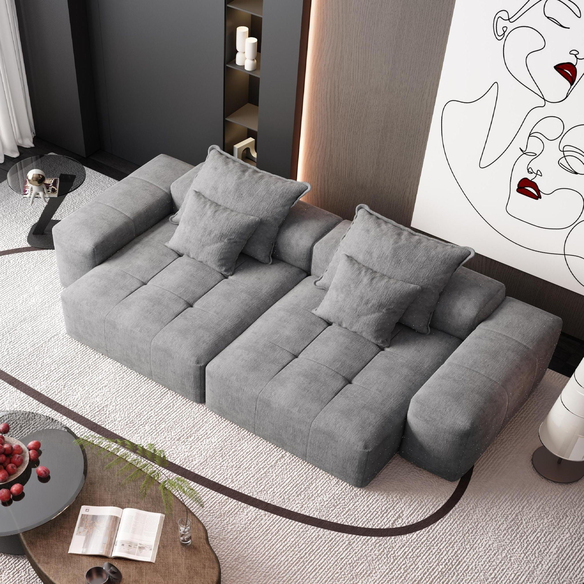 Modern Oversized DIY Combination Modular Sectional Sofa With Pillows