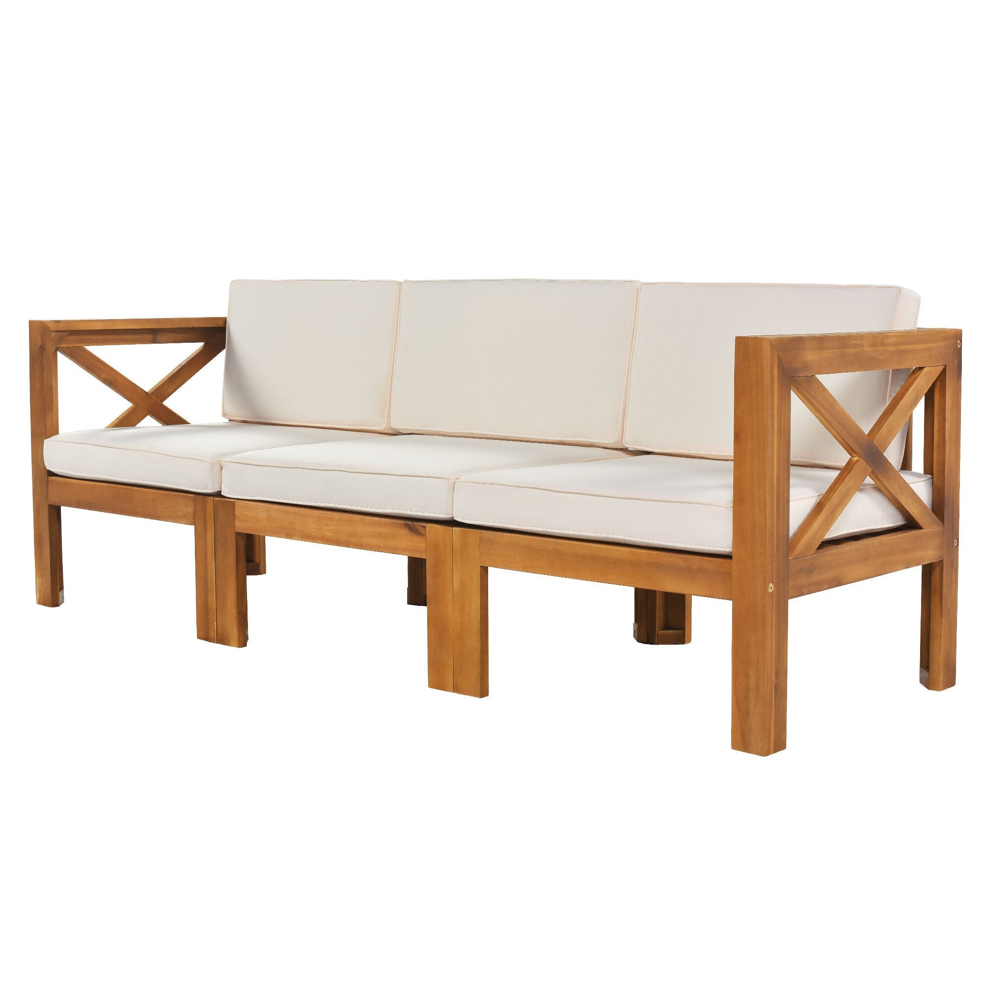 Topmax Outdoor Patio Wood 5-Piece Sectional Sofa Seating Group Set