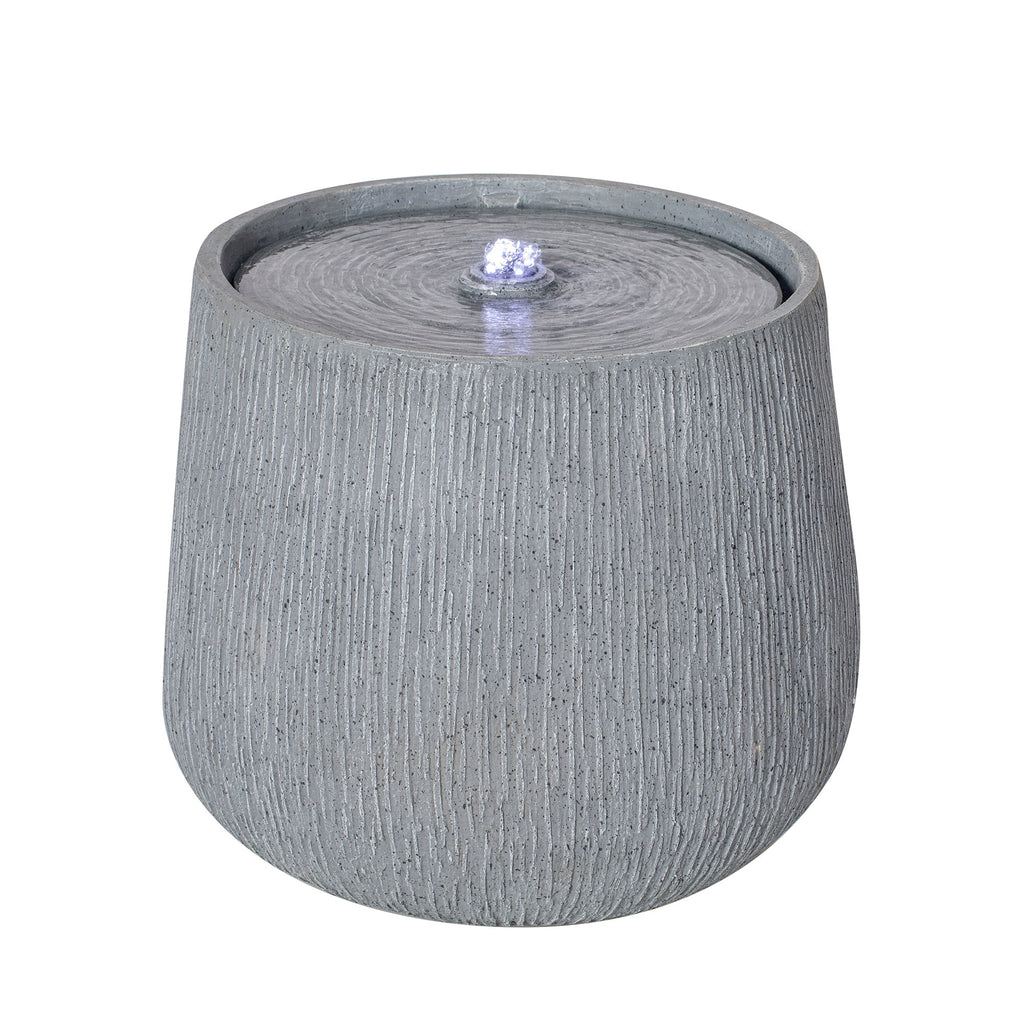 12.99" Gray Polyresin Outdoor Water Fountain with LED Light