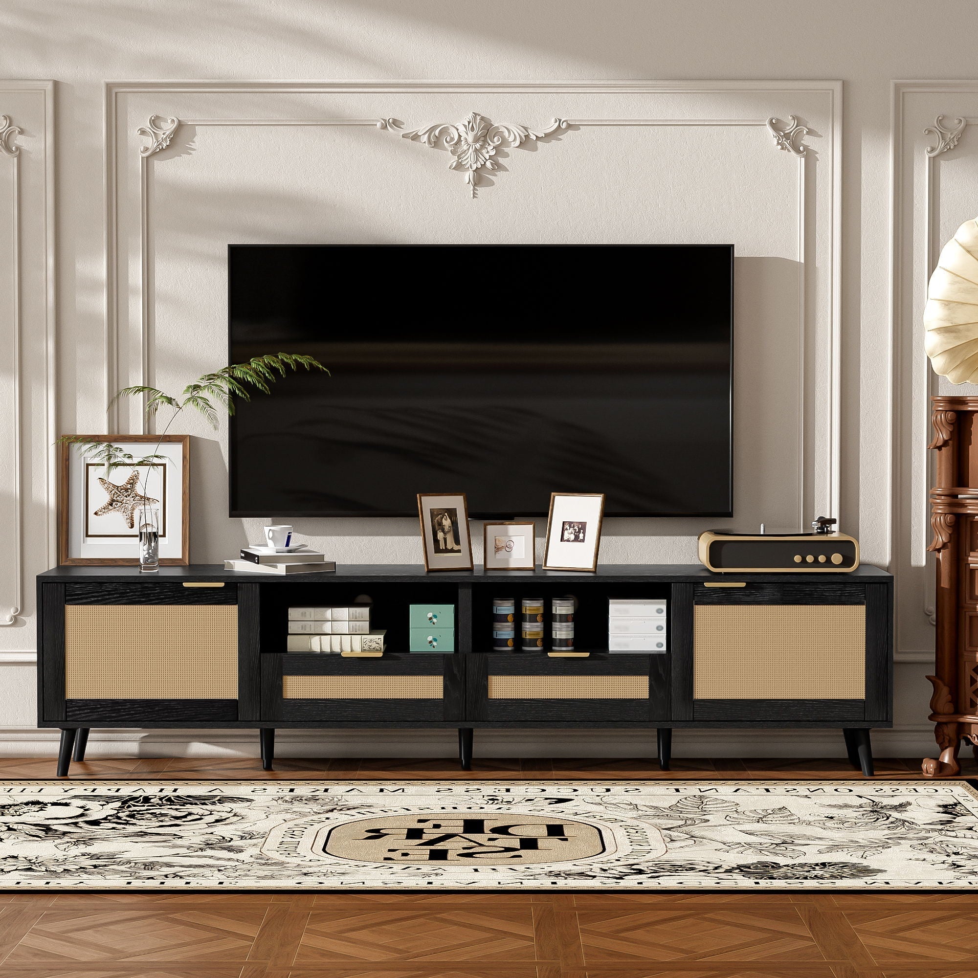 TV Stand Media Console With Cable Management