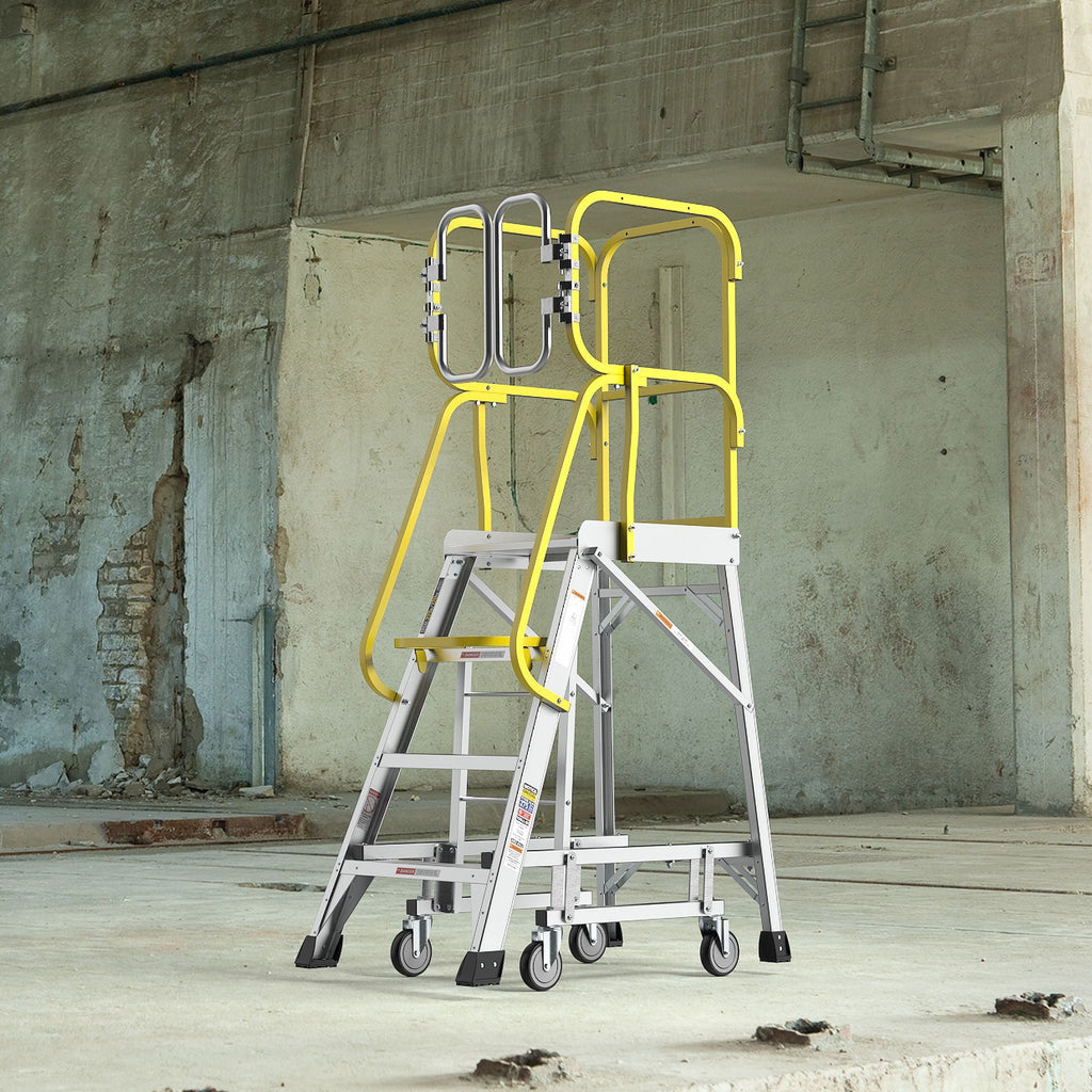 Heavy Duty Aluminum Rolling Platform Ladder with Steps