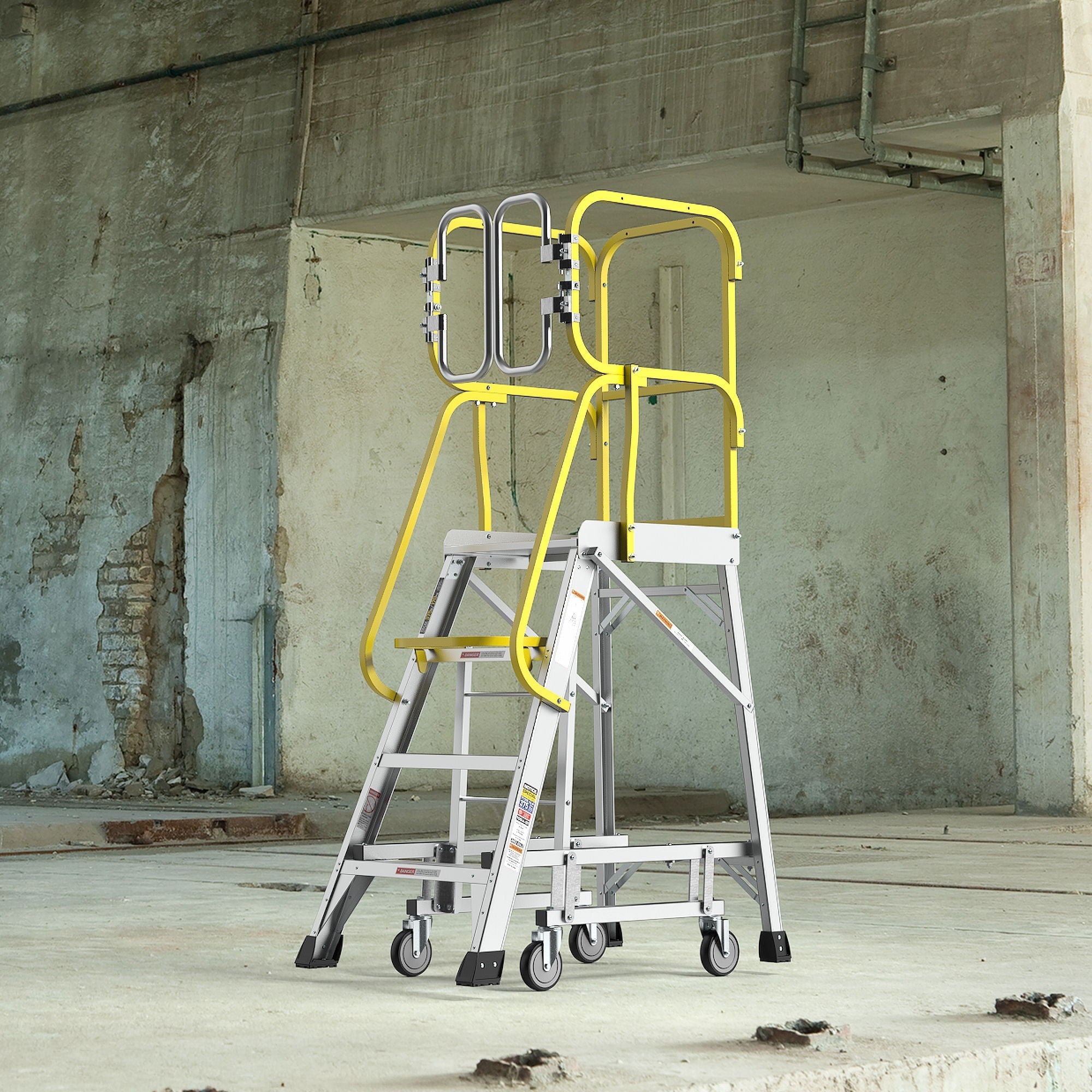 Heavy Duty Aluminum Rolling Platform Ladder with Steps