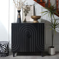 Modern Black Wood Storage Cabinet with Decorative Door