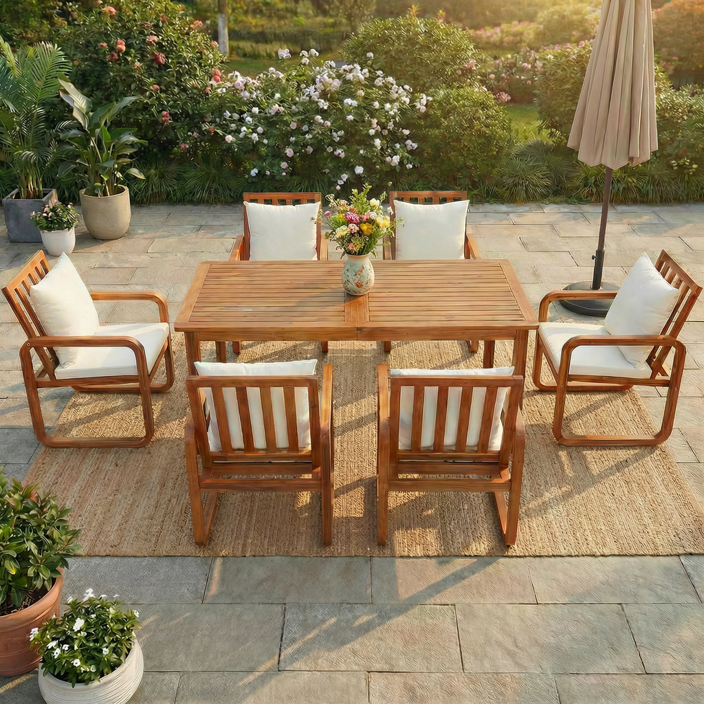 7 Pieces Patio Dining Set Outdoor Dining Table and Chairs