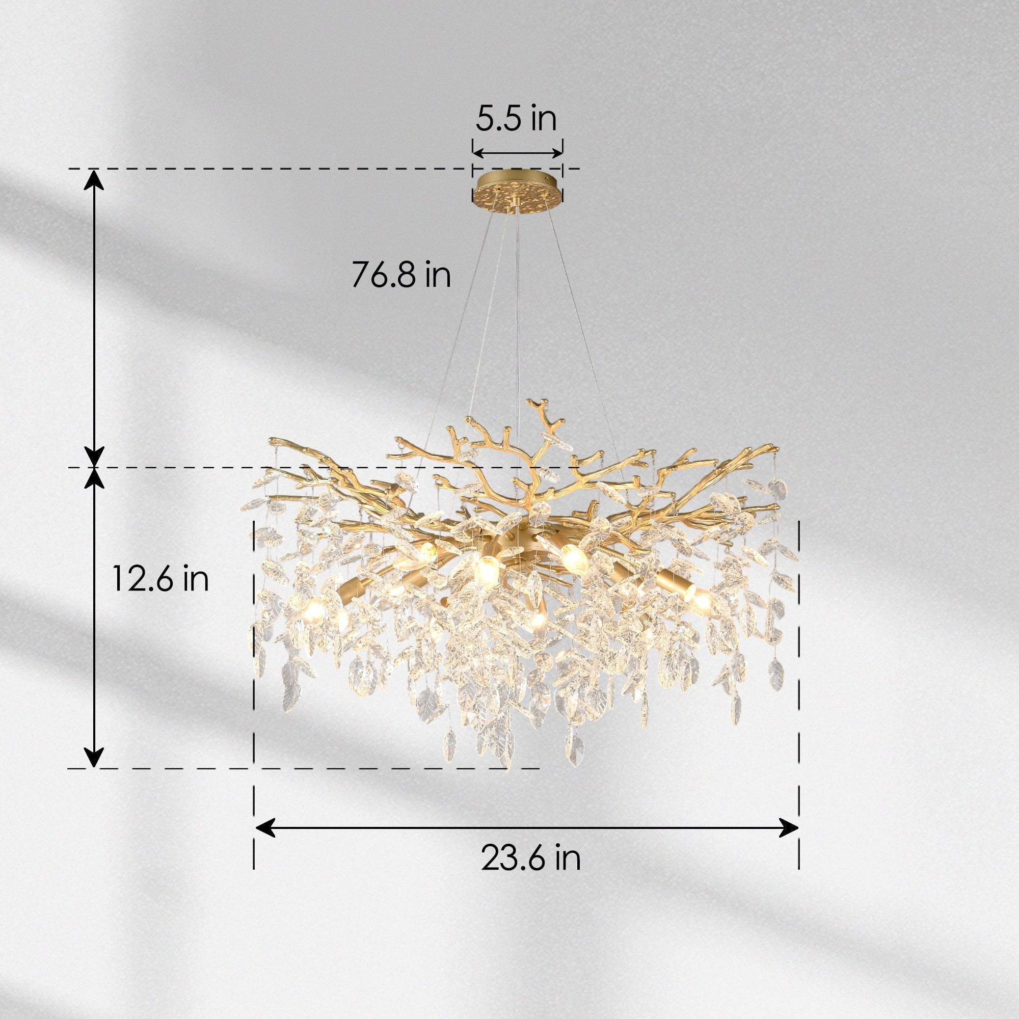 8-Light Crystal Gold Chandelier for Dining Room and Kitchen Island
