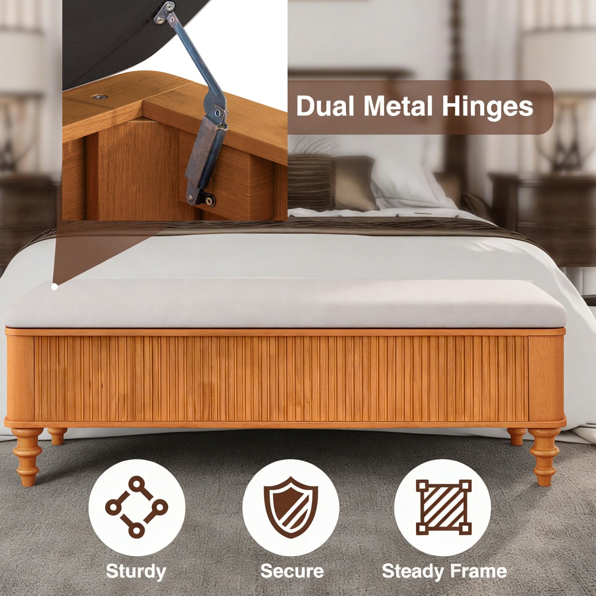 50.8-Inch Multi-Functional Storage Ottoman Bench