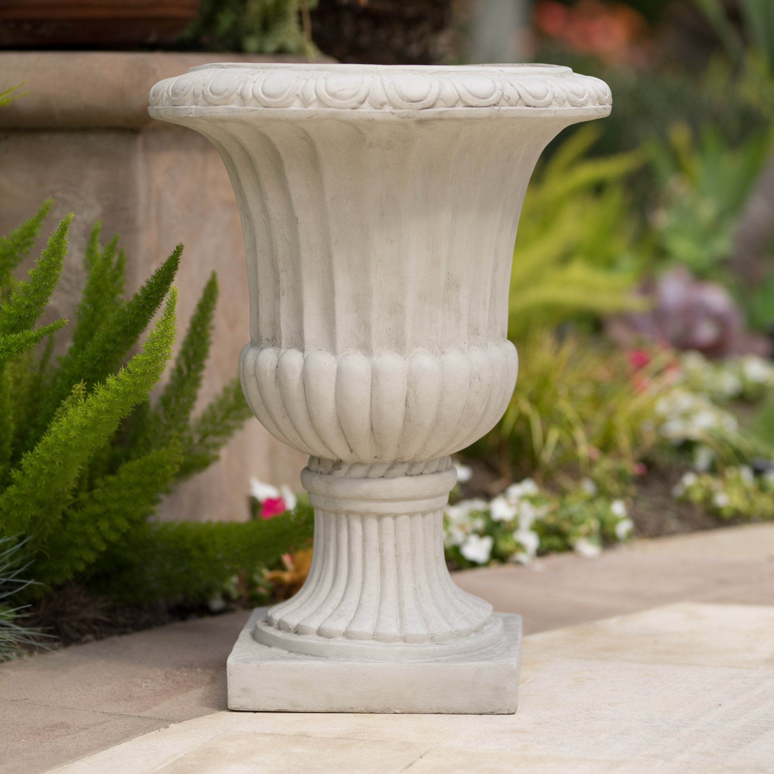 26.5" H Classic Antique White Italian Urn Planter
