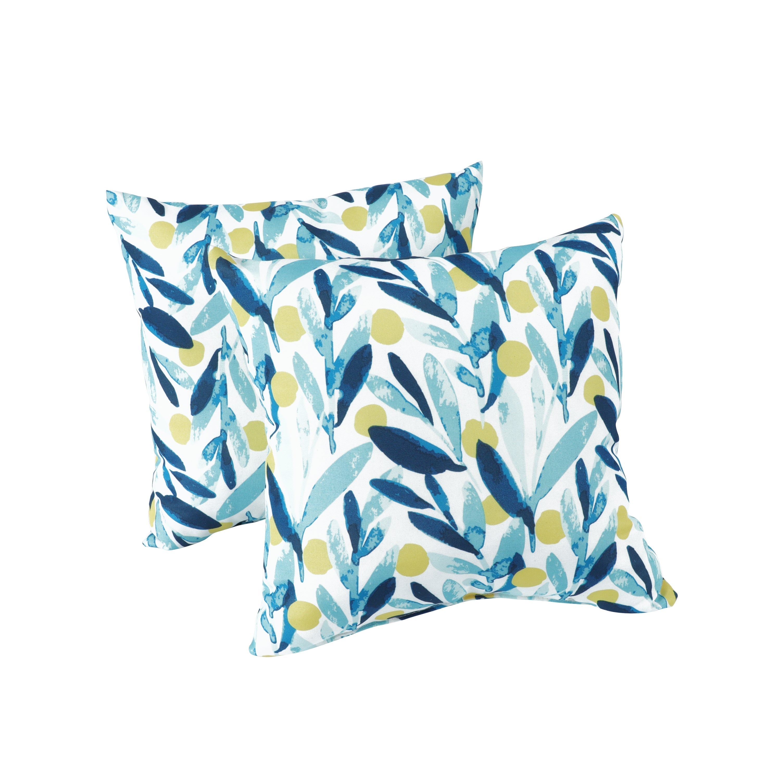 2 Pack Outdoor Waterproof Pillows - Blue Leaf (18x18 Inch)