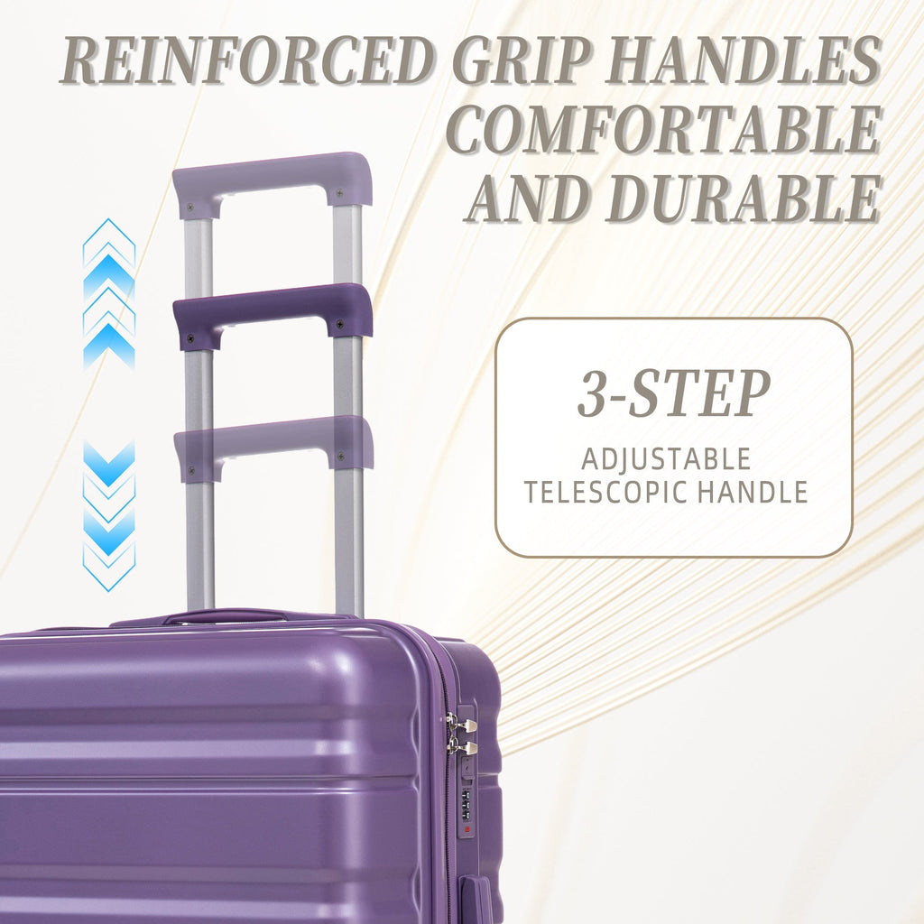 HIFINE Tourist 3-Piece ABS Spinner Wheel Luggage Set (Purple)