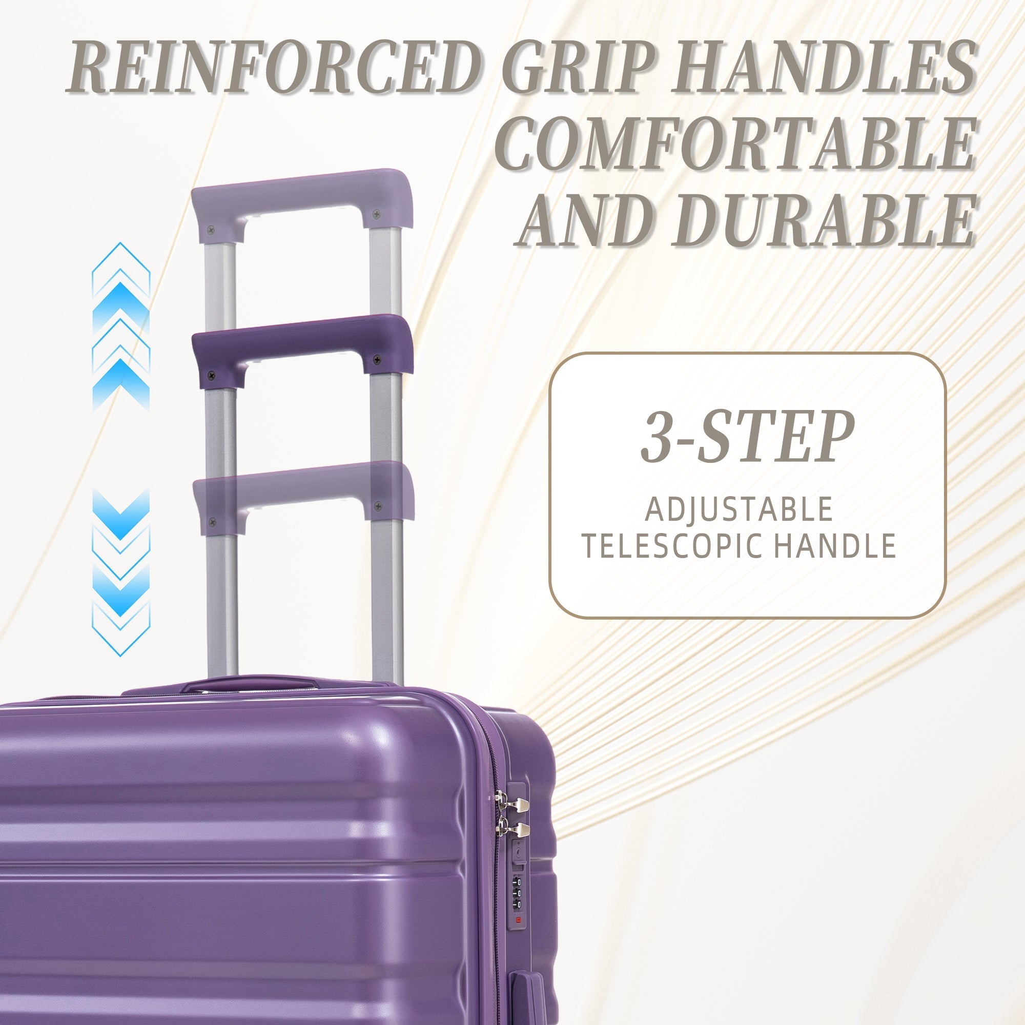 HIFINE Tourist 3-Piece ABS Spinner Wheel Luggage Set (Purple)