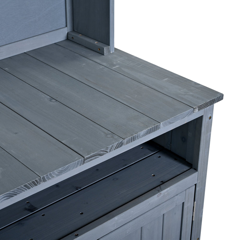 TOPMAX Large Fir Wood Potting Bench with Hutch and Storage
