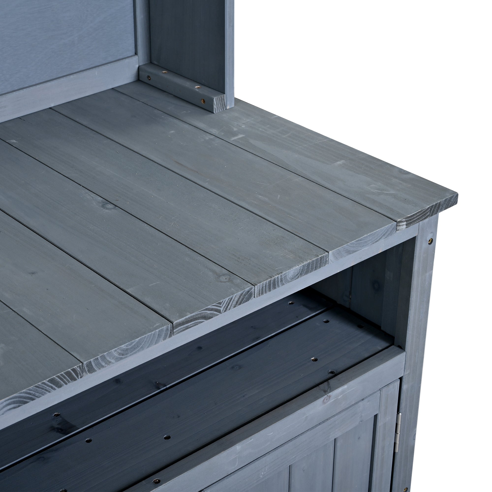 TOPMAX Large Fir Wood Potting Bench with Hutch and Storage