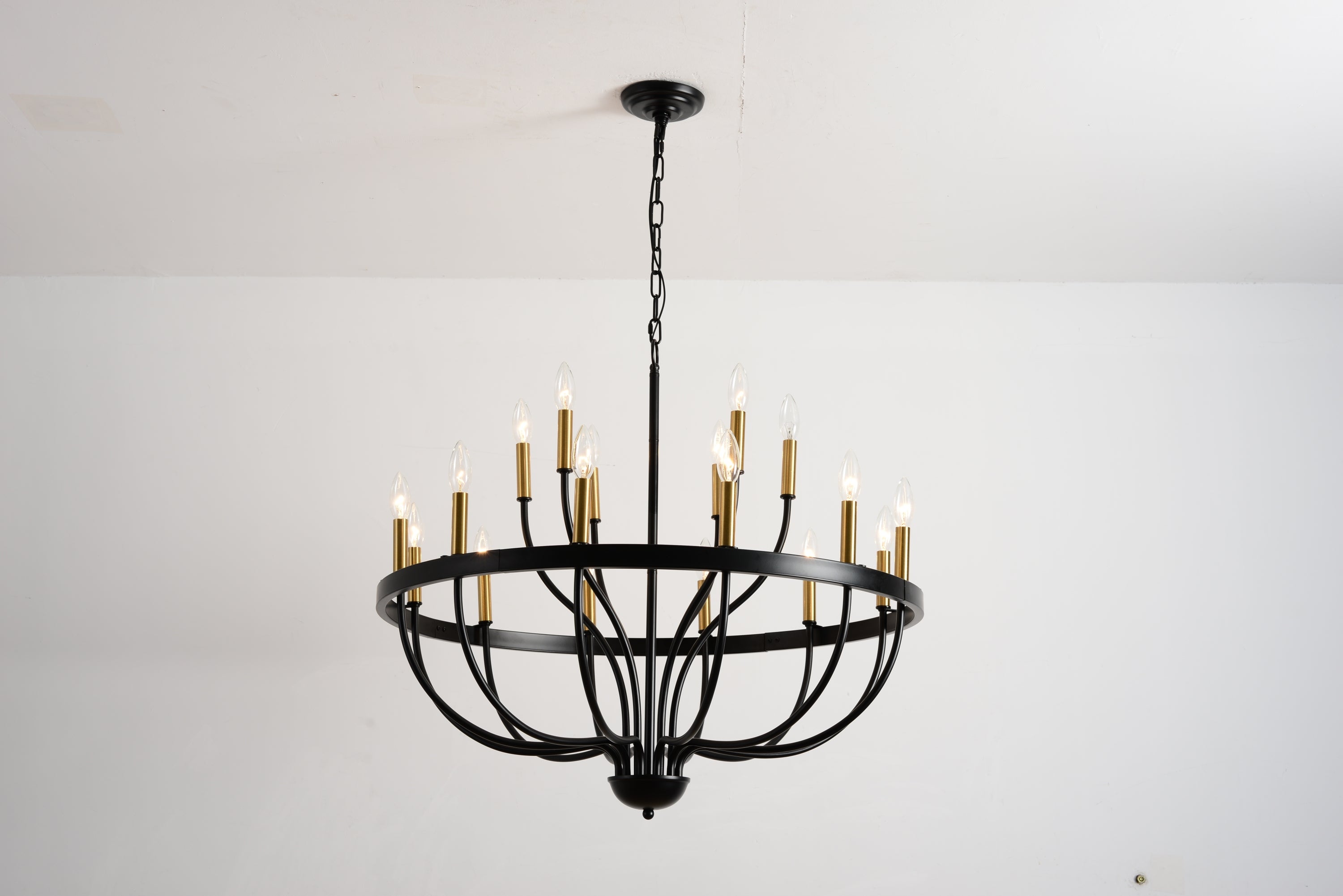 15-Light Industrial Iron Candle Chandelier Modern Farmhouse Pendant Light