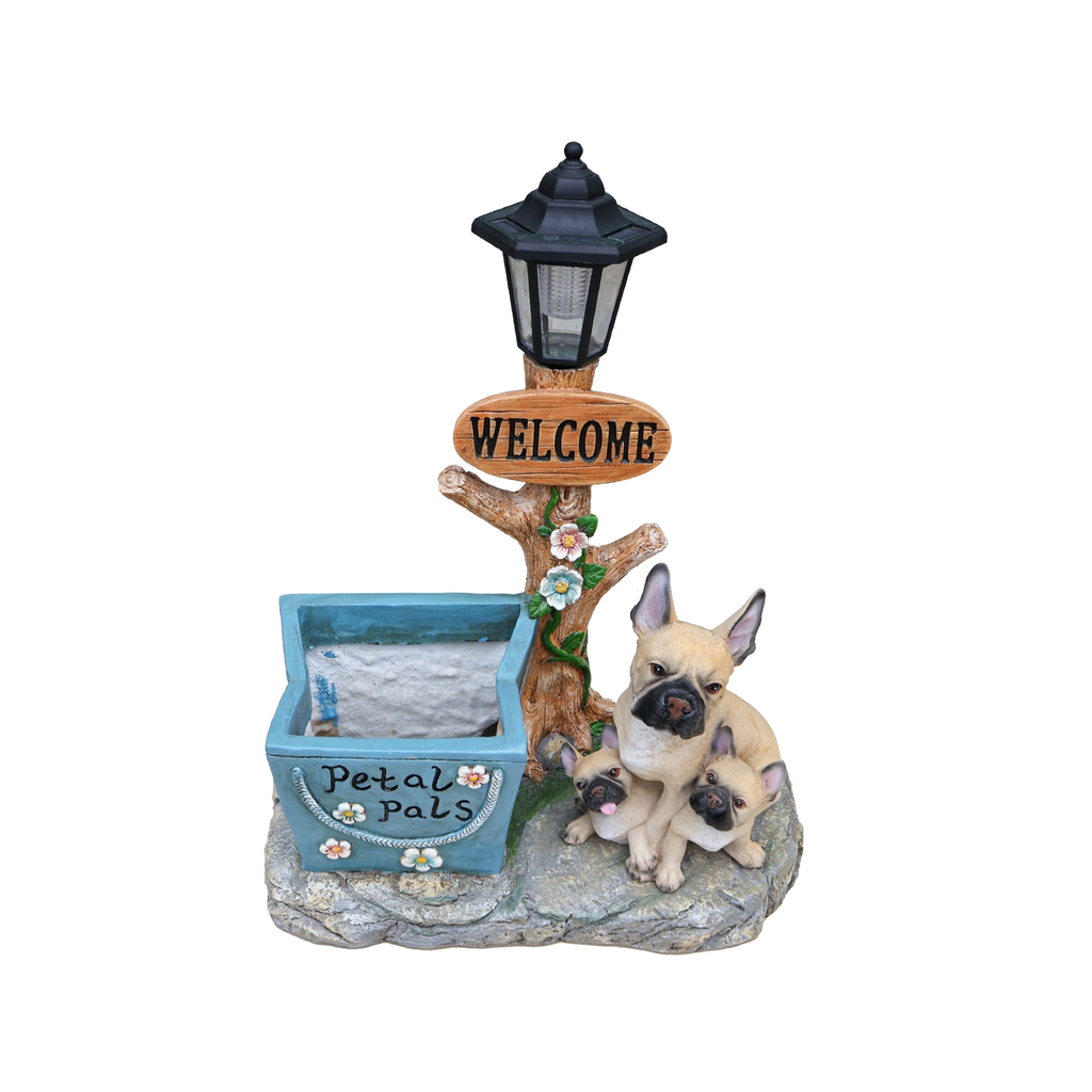 French Bulldog Family Planter Statue
