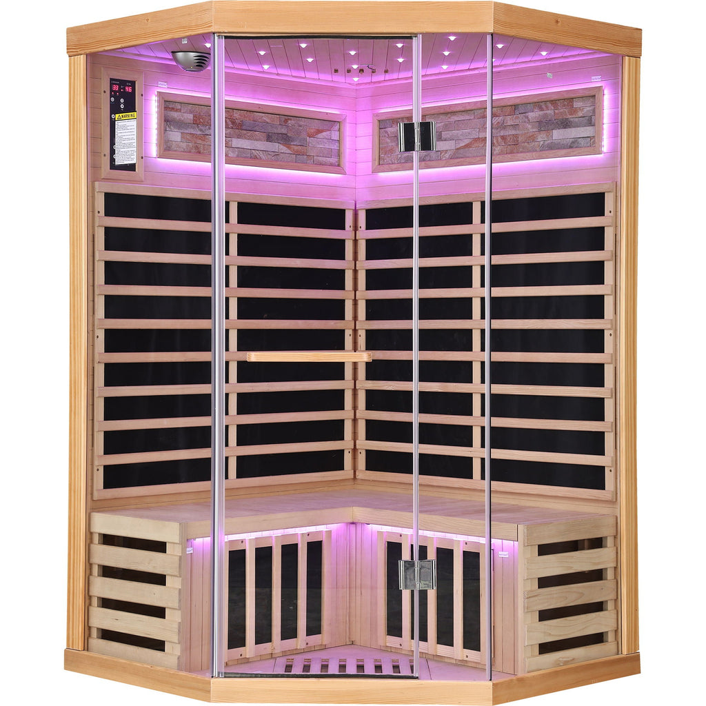 Double Sauna Room With Carbon Heating Plates - White Oak
