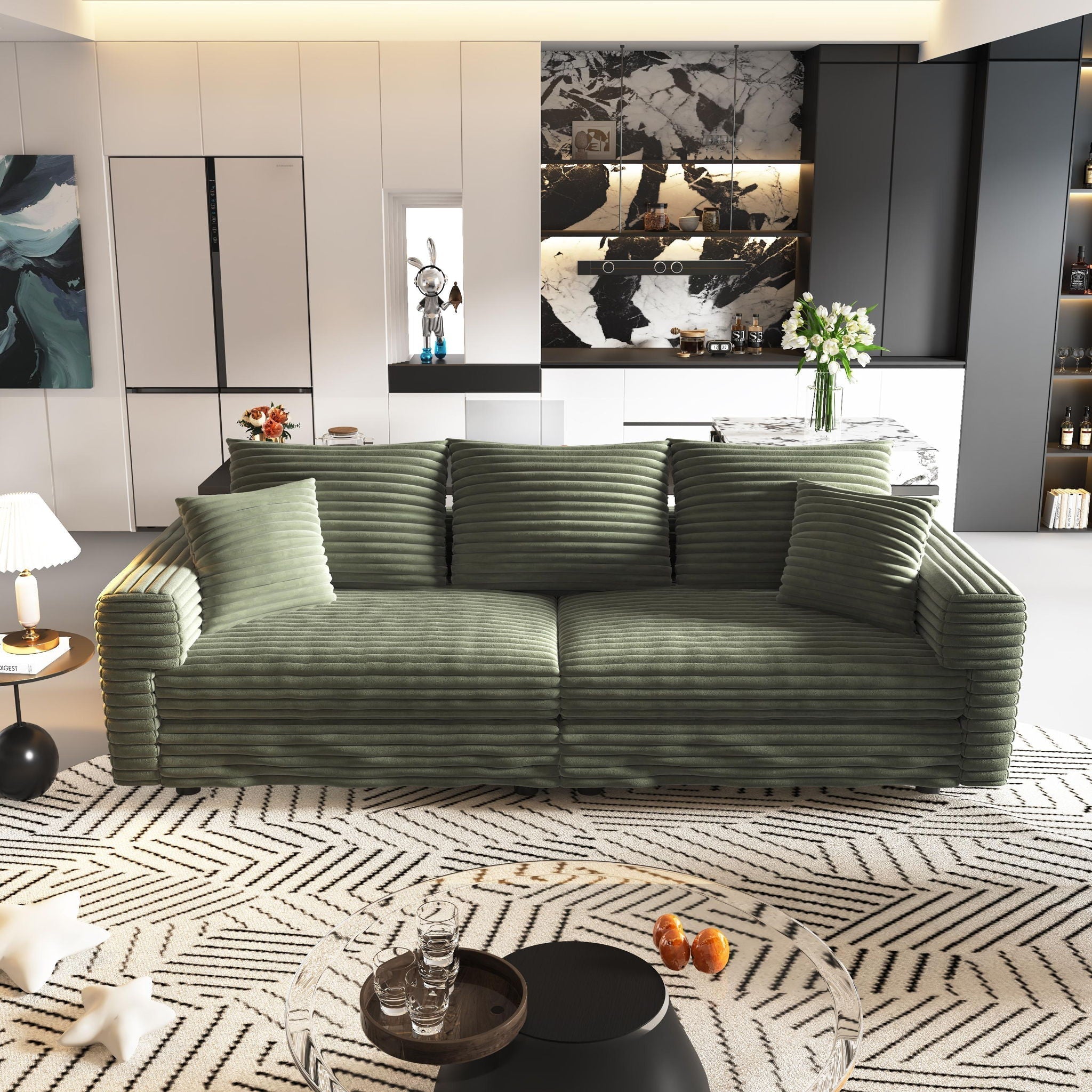 4 Seat Modern Comfy Upholstered Sofa Cloud Couch