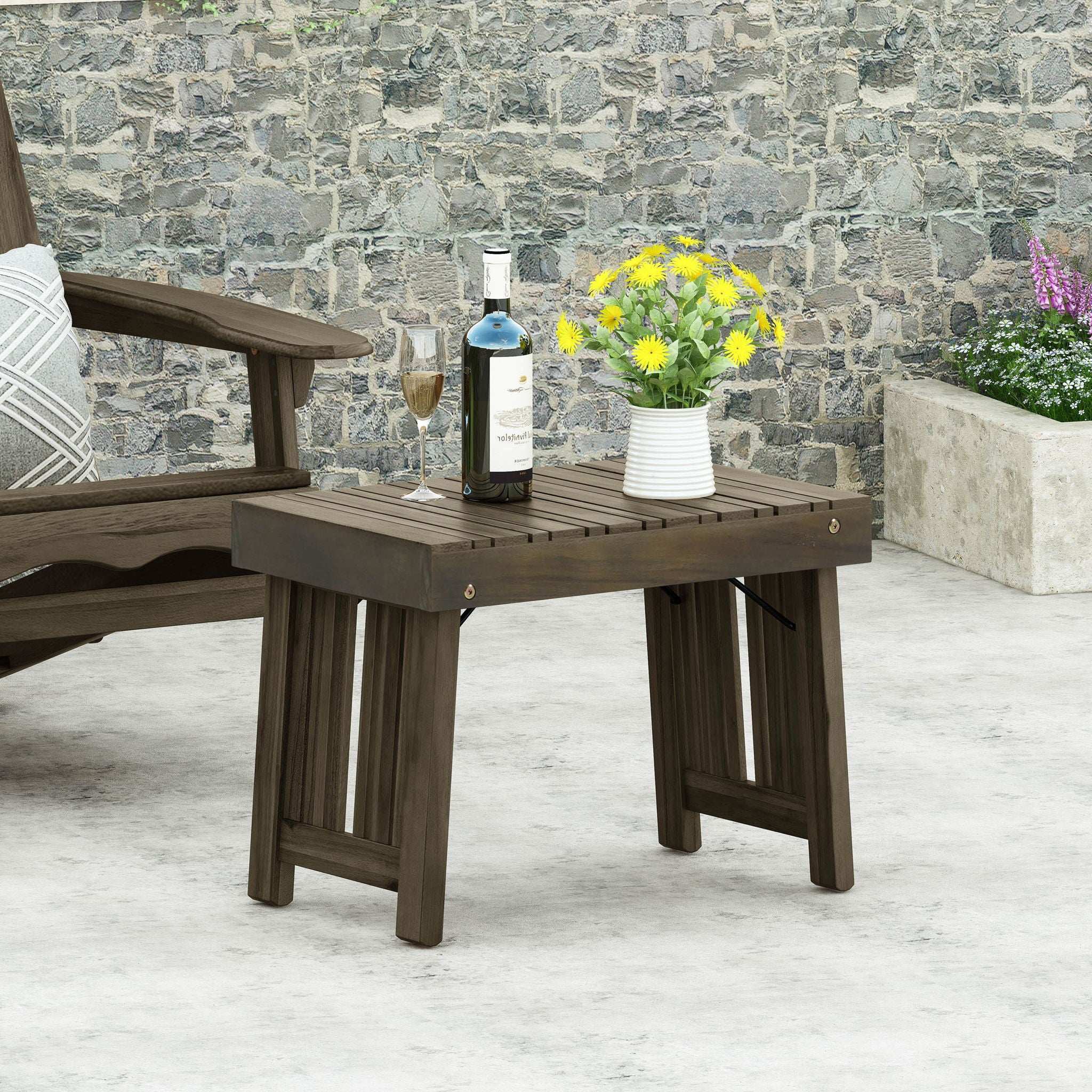 Temptation Outdoor Foldable Side Table With Slat Design