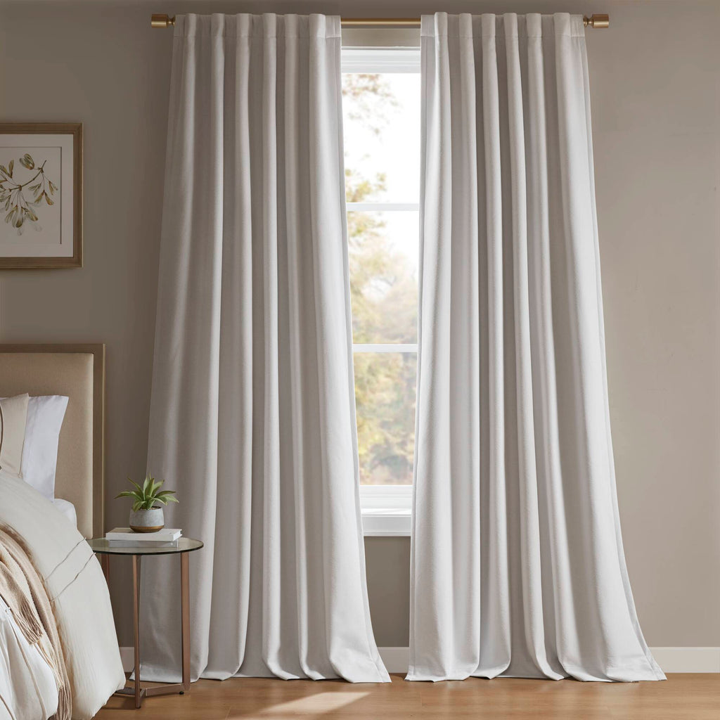 2-PK 52x84" Sound Blocking Total Blackout Curtain Panel Pair White