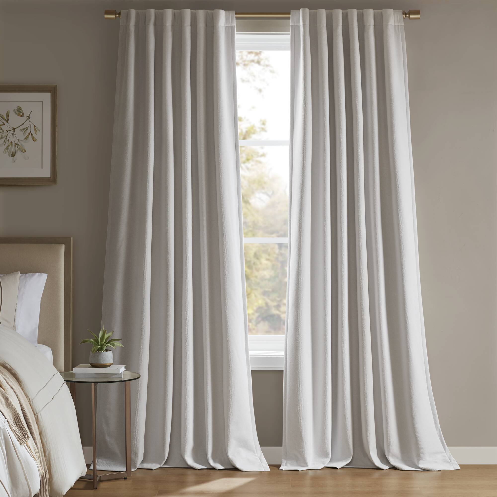 2-PK 52x84" Sound Blocking Total Blackout Curtain Panel Pair White