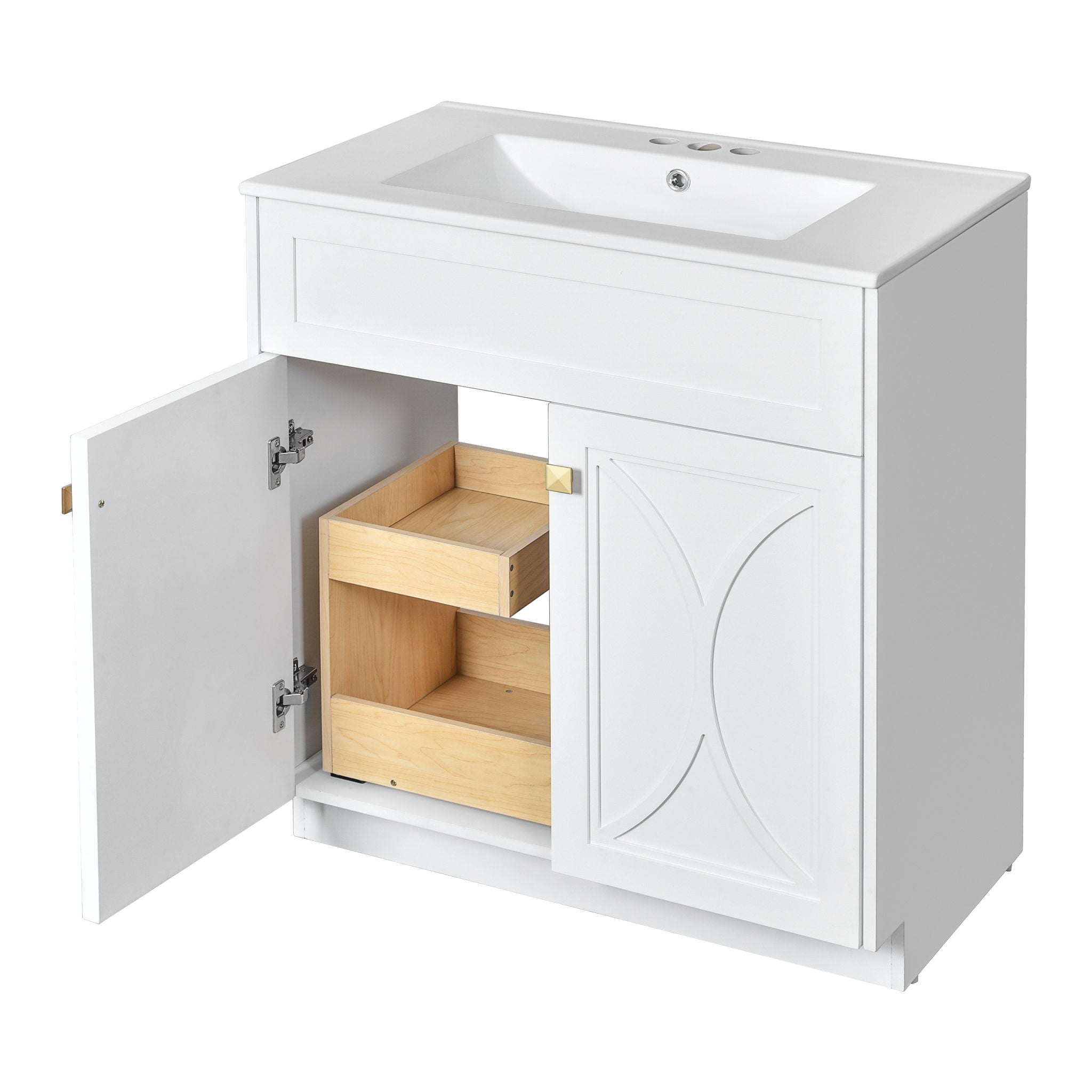 Bathroom Vanity With Sink, Freestanding Storage Cabinet With Handles