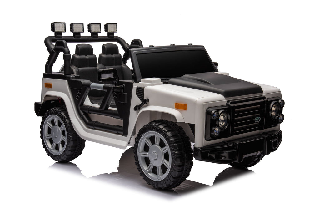 12V7A 30W*2 Four-Wheel Drive Seat One Button Start, Forward And Backward, High And Low Speed, Music, Front Light, Power Display, Two Doors Can Open, 2.4G R / C, Seat Belt Four Wheel Absorber