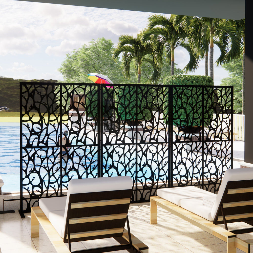 Metal Privacy Screen 3.8 Ft W x 6 Ft H Indoor Outdoor Divider