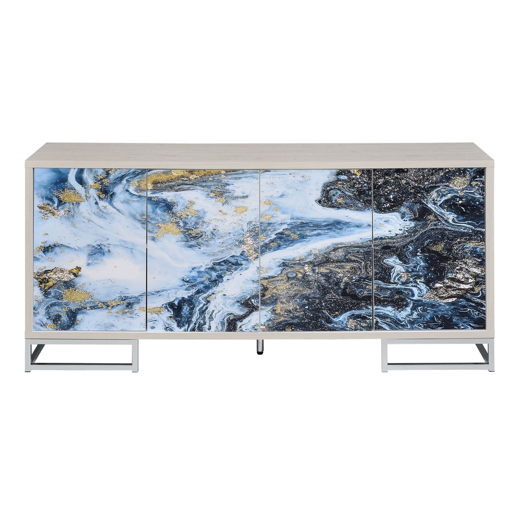 Liam Marble Paint Console Cabinet - Multi