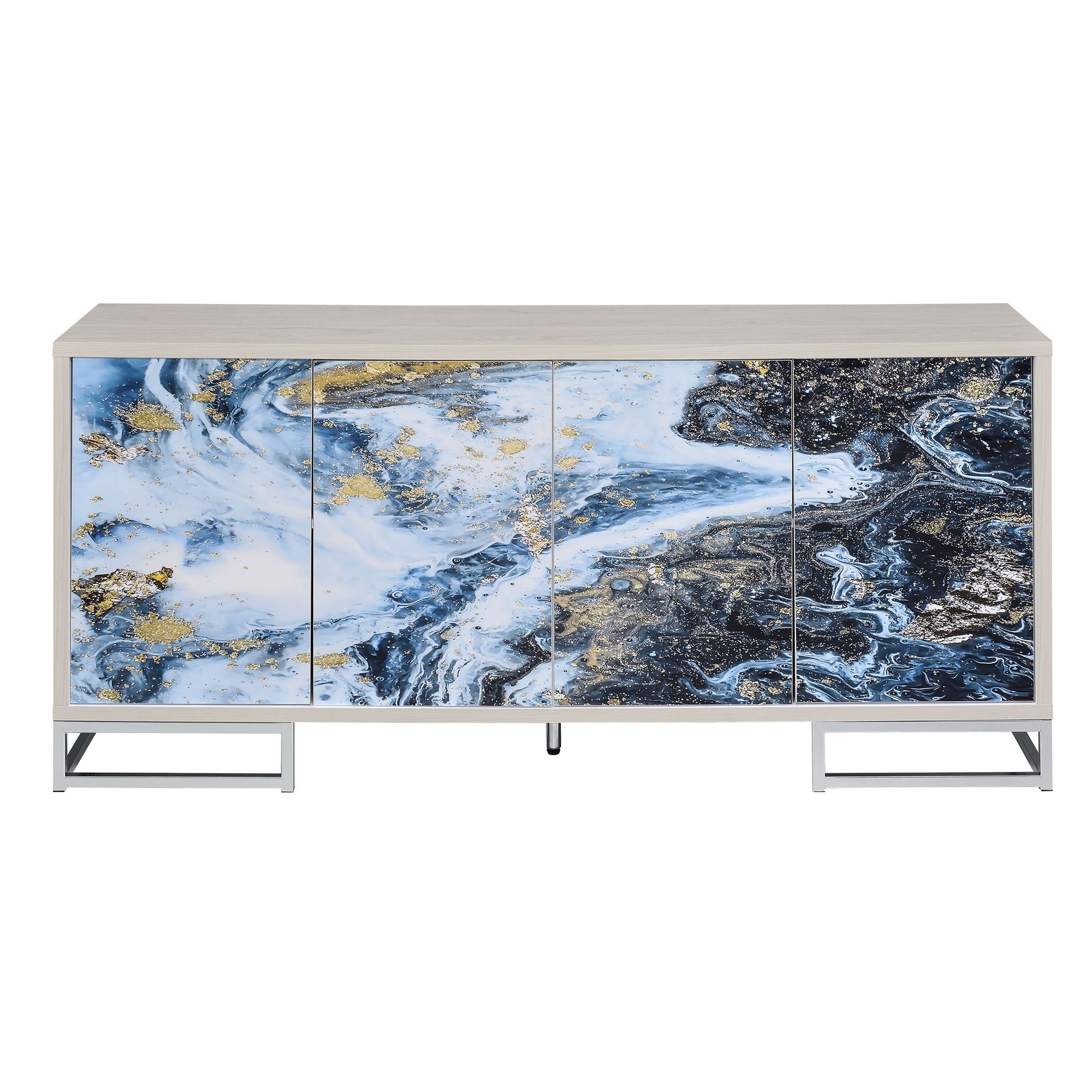 Liam Marble Paint Console Cabinet - Multi