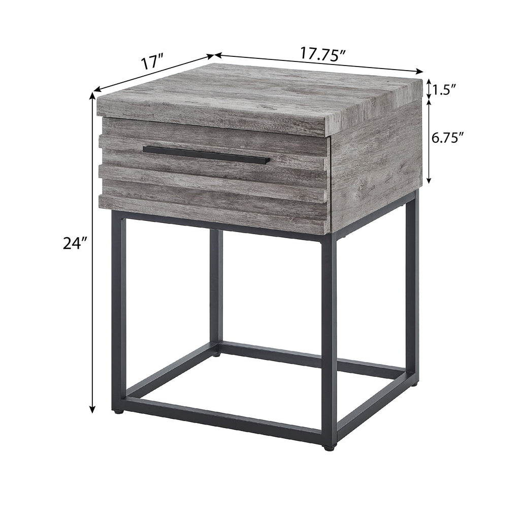 Astral 3-Piece Upholstered Bedroom Set, Tufted Wingback Bed with Two Gray Nightstands