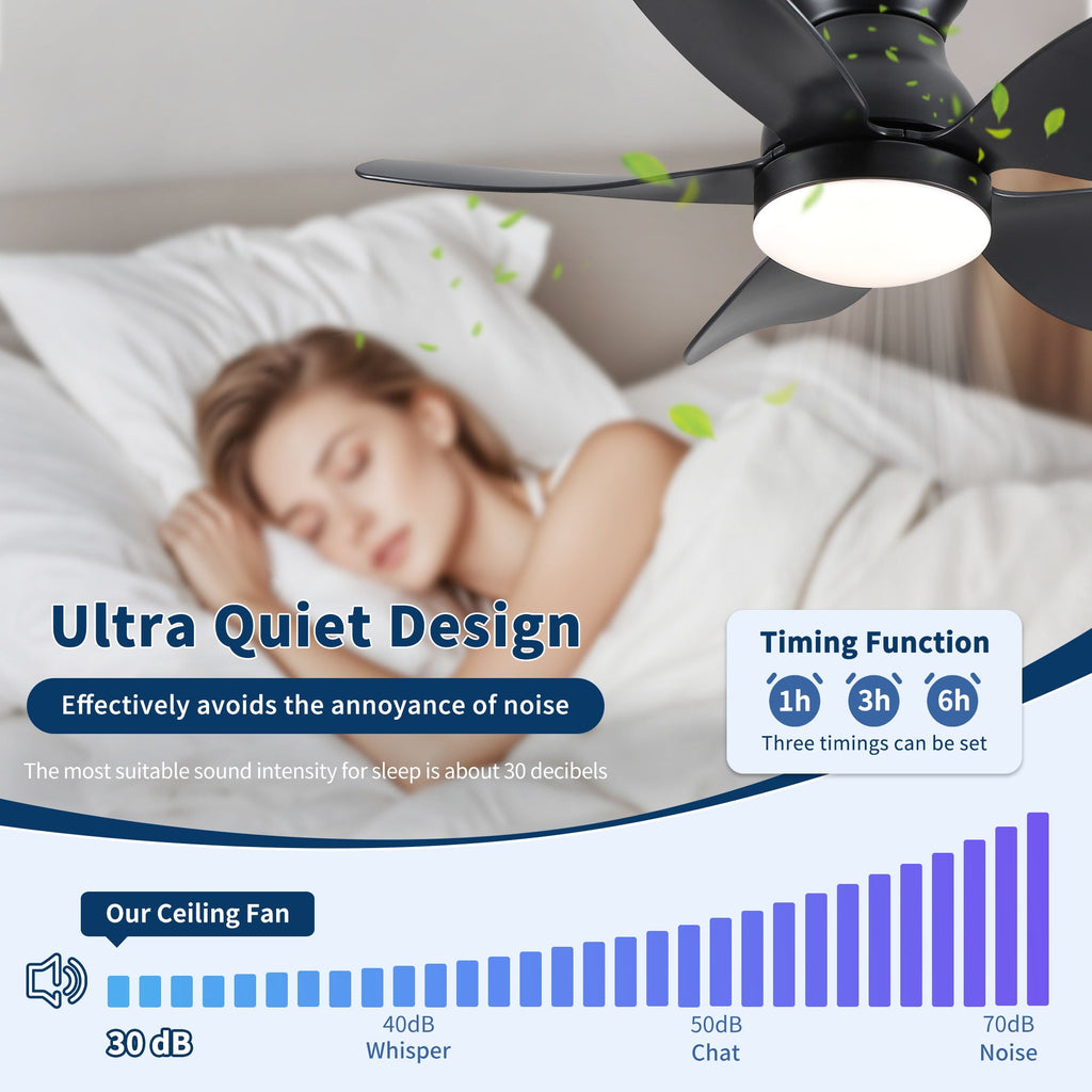 Low Profile Flush Mount Ceiling Fan With Light