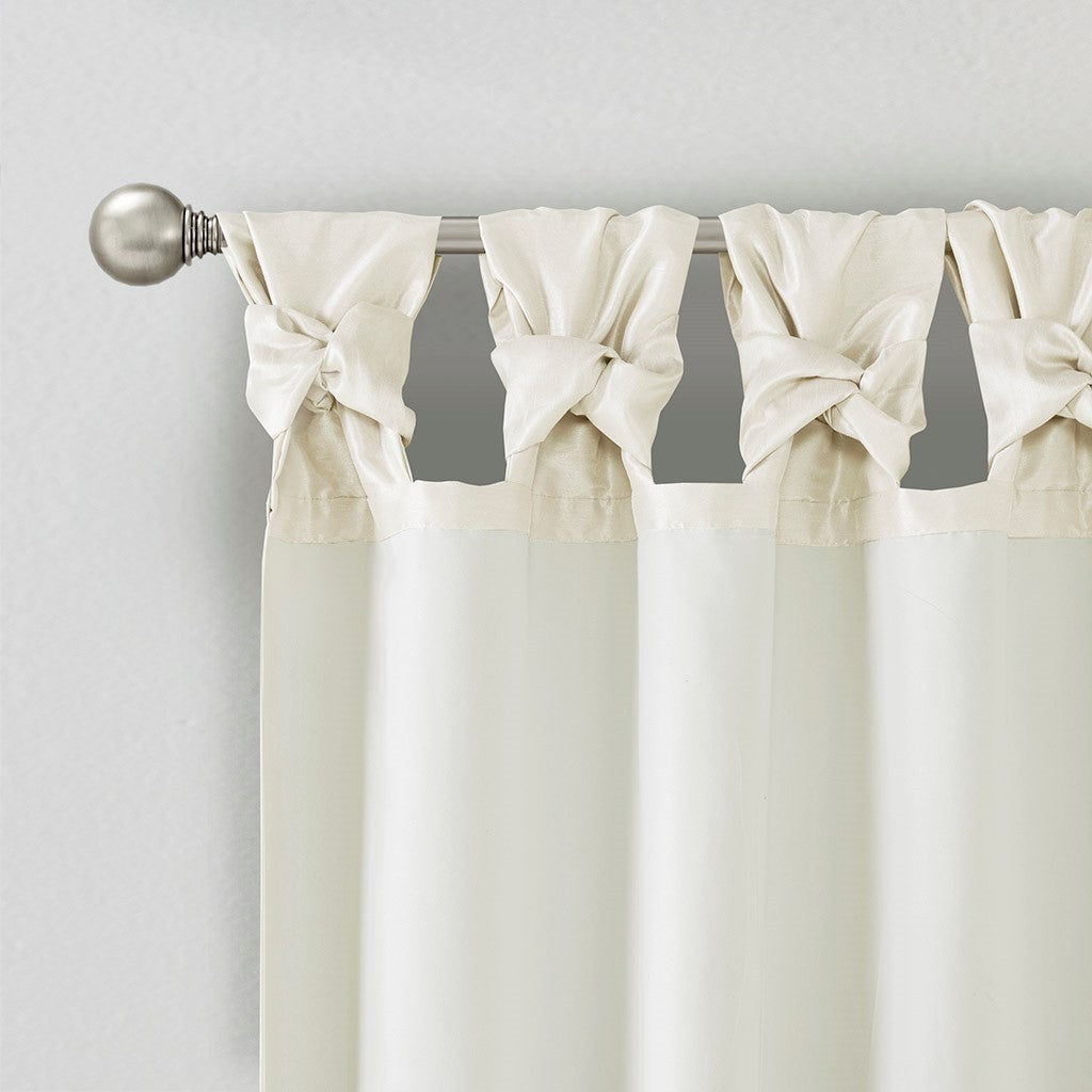 Twist Tab Lined Window Curtain Panel White 50x95