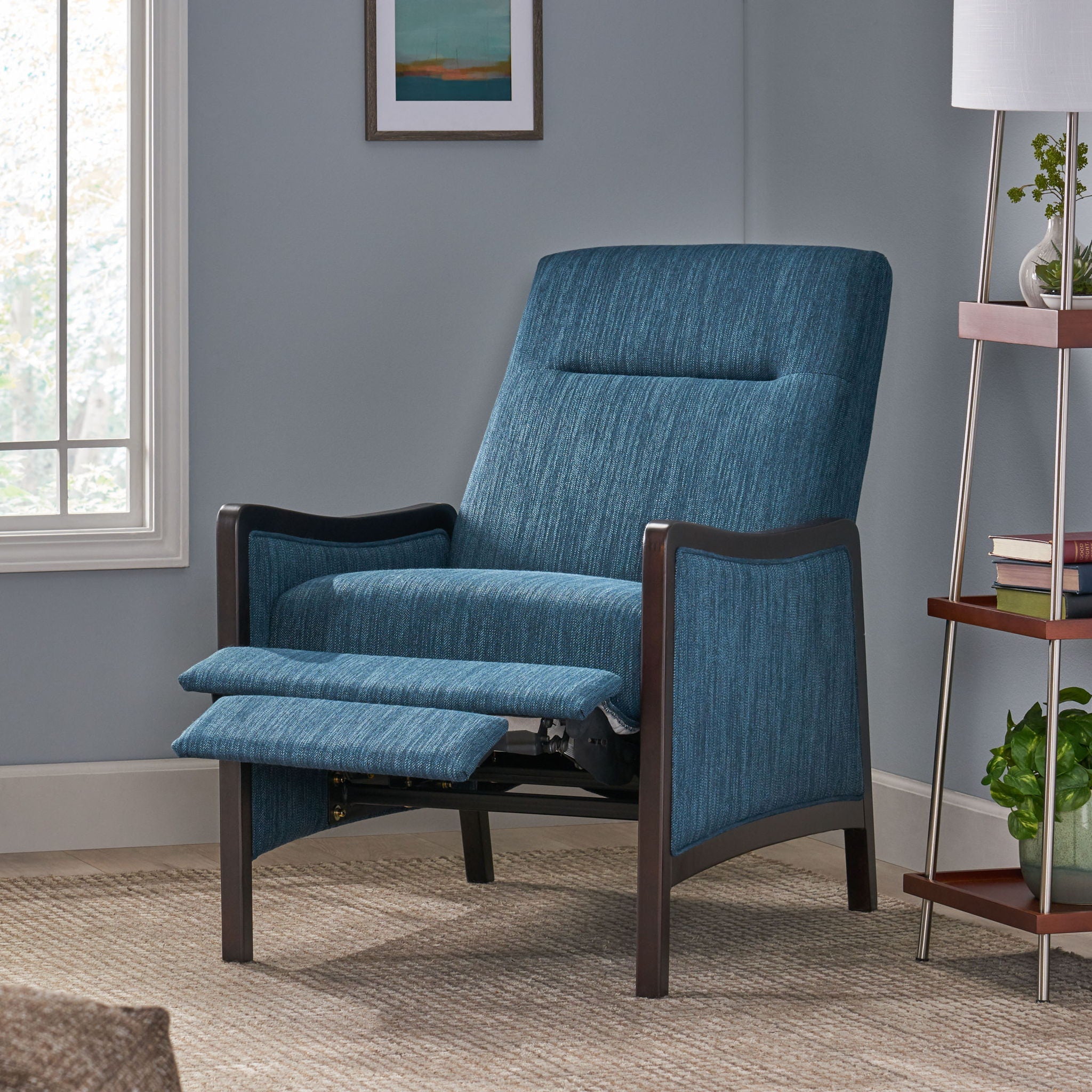 Drury Contemporary Fabric Upholstered Pushback Recliner
