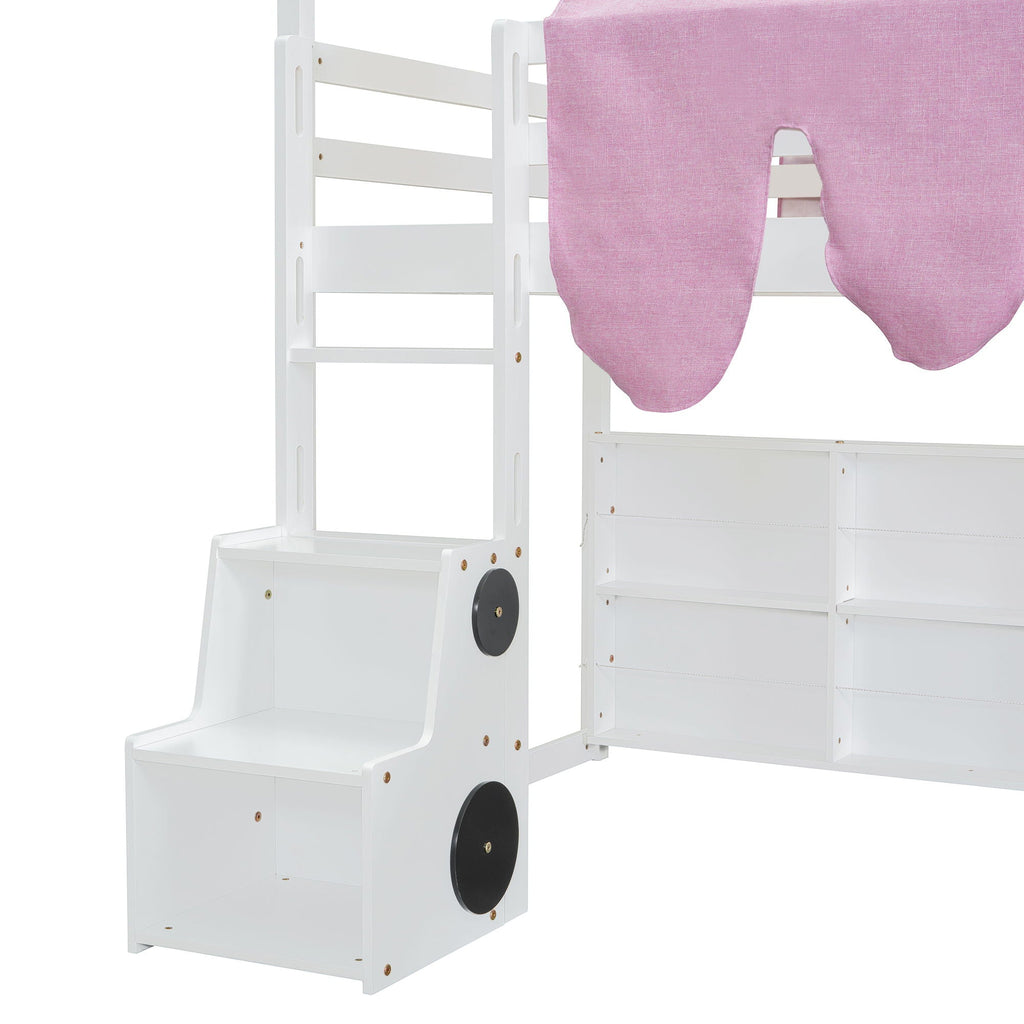 Loft Bed With House Shaped Frame And Tent