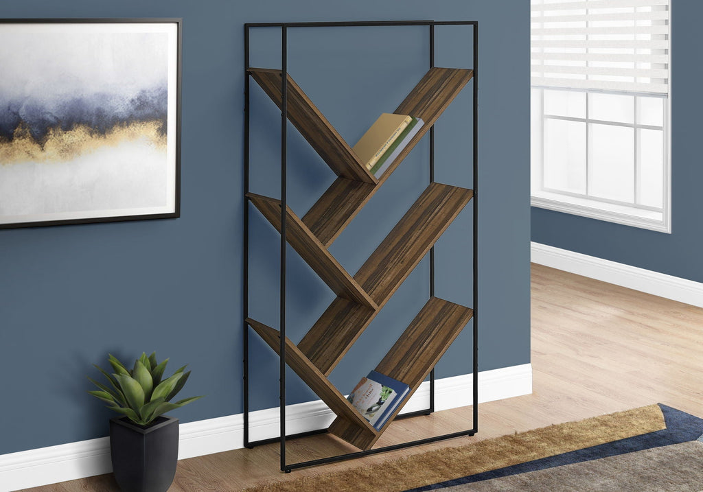 3-Tier Contemporary Bookshelf with Reclaimed Wood Finish